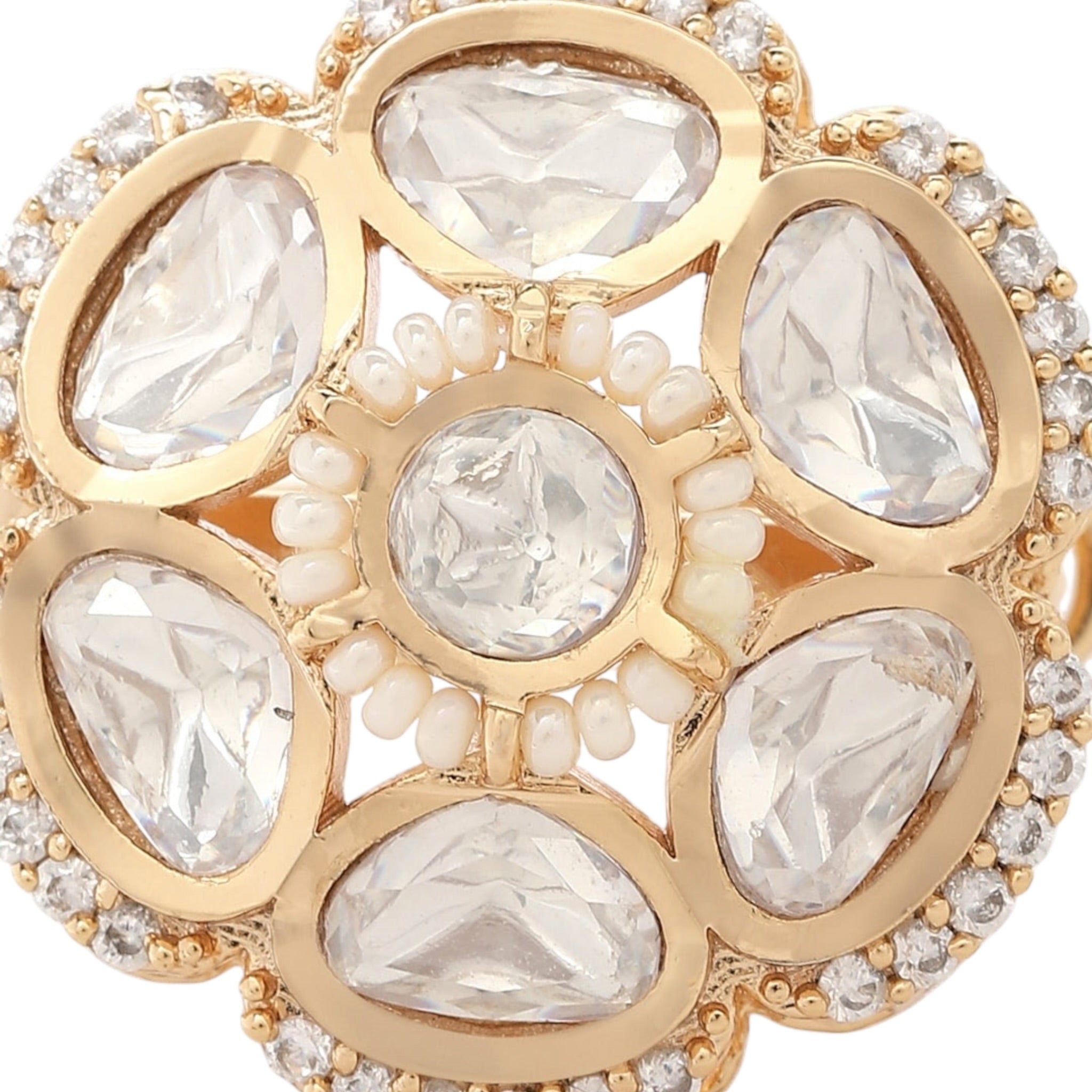 Lavish Giftz Regal Kundan Adjustable Statement Ring