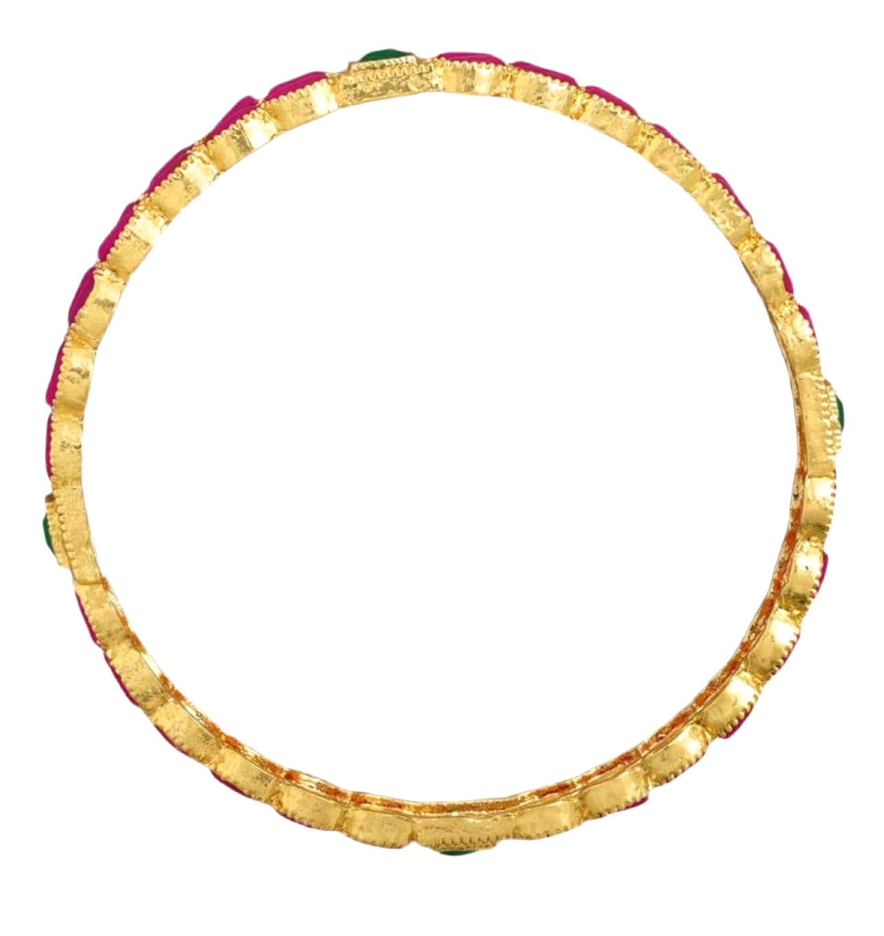 Lavish Giftz Gold Plated Pink and Green Stone Studded Bangles - Set Of 4