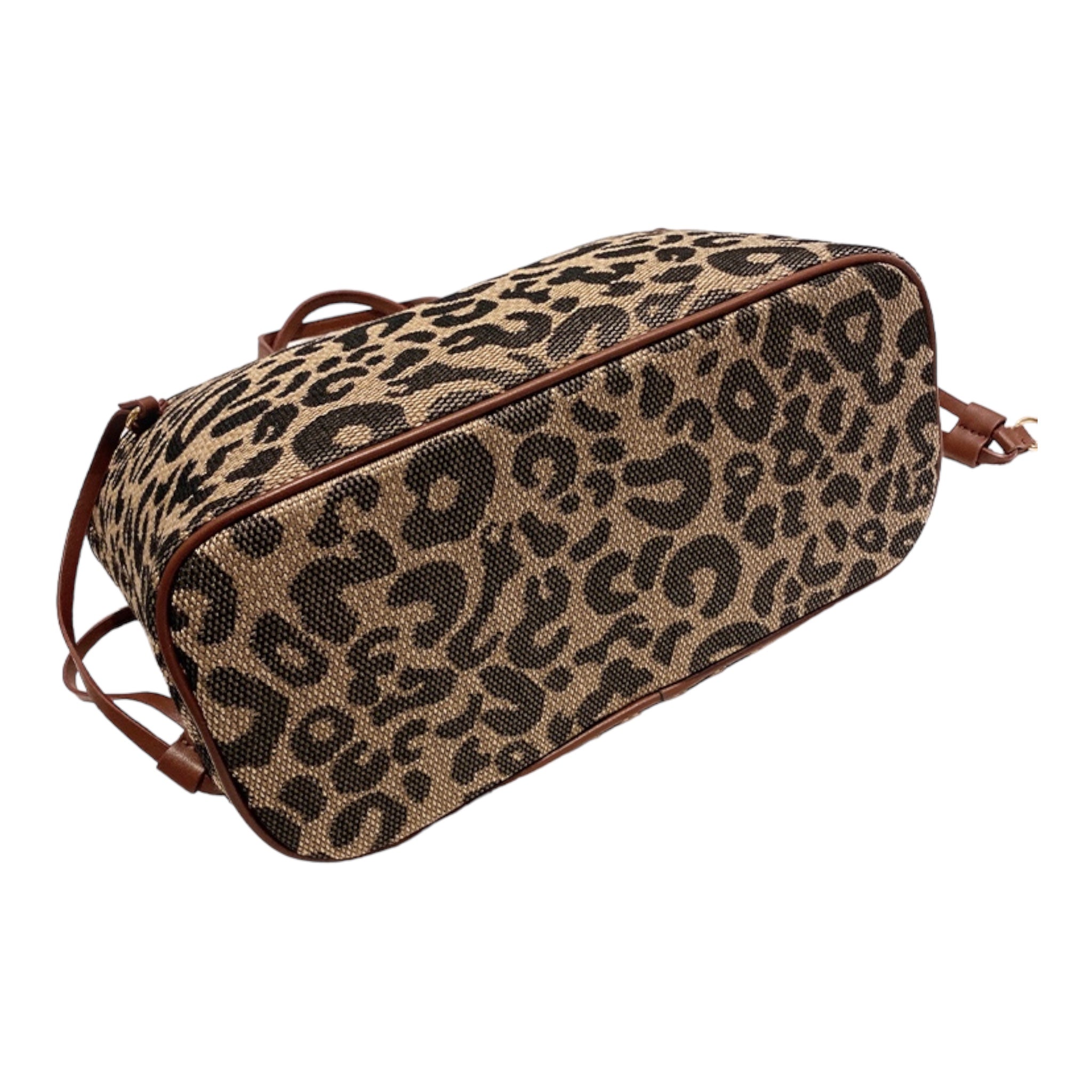Leopard Print Oversized Canvas Black Tote Bag