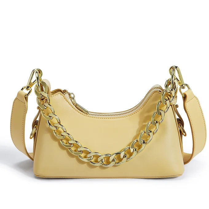 Lavish Giftz Pure Leather Yellow Chic Designer Shoulder Bag