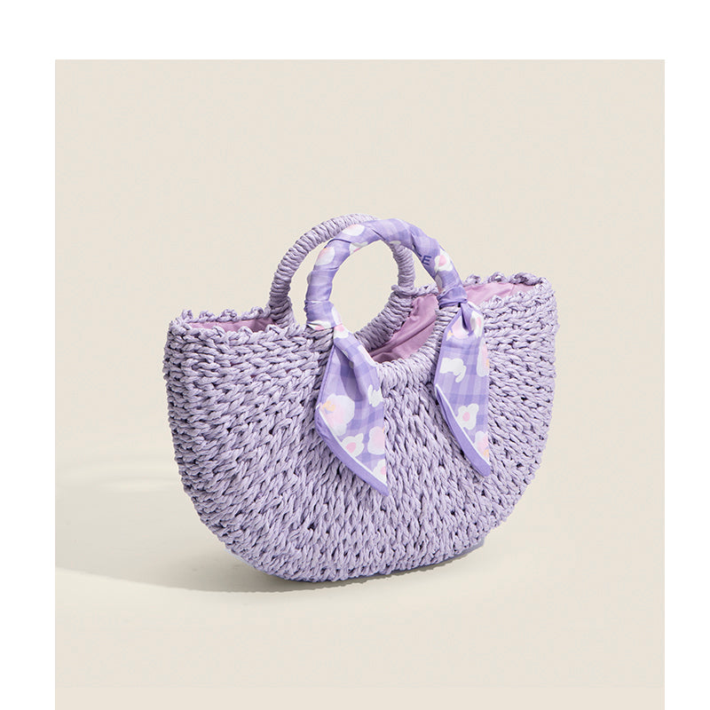 Beach Purple Straw Handbag