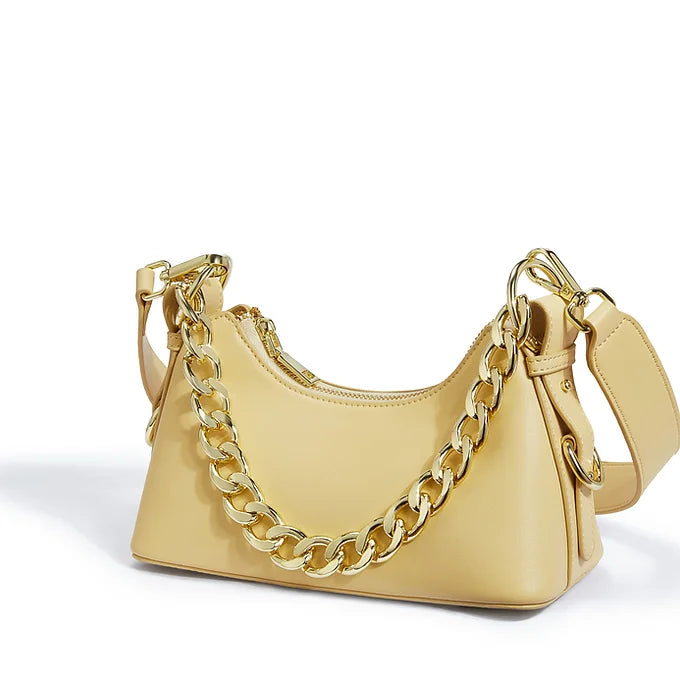 Lavish Giftz Pure Leather Yellow Chic Designer Shoulder Bag