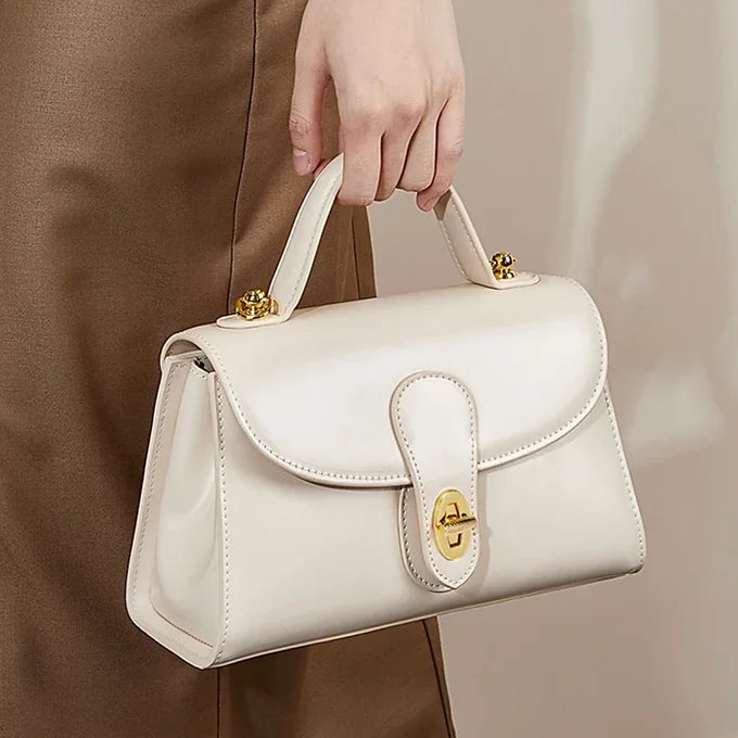 Lavish Giftz Pure Leather Lily White Luxe Handbag