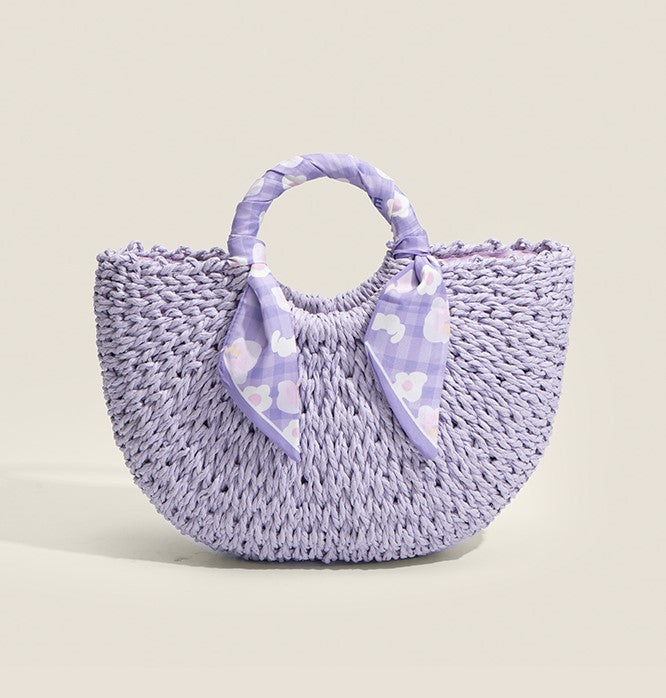 Beach Purple Straw Handbag