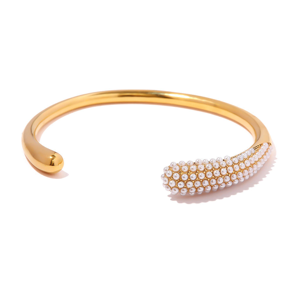 Freshwater Pearl Inlaid Open Bangle