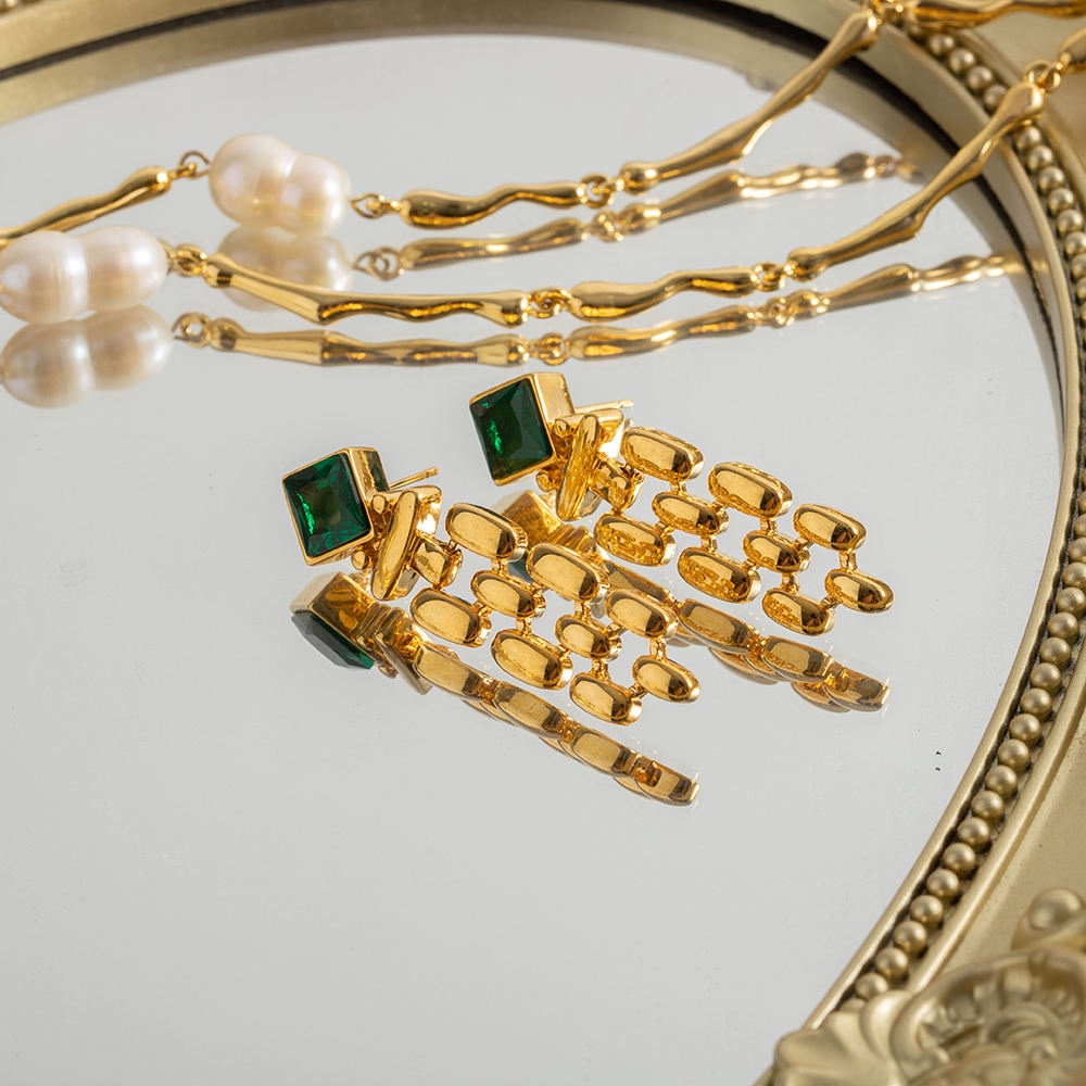 Lavish Giftz Audrey Emerald Drop Earring