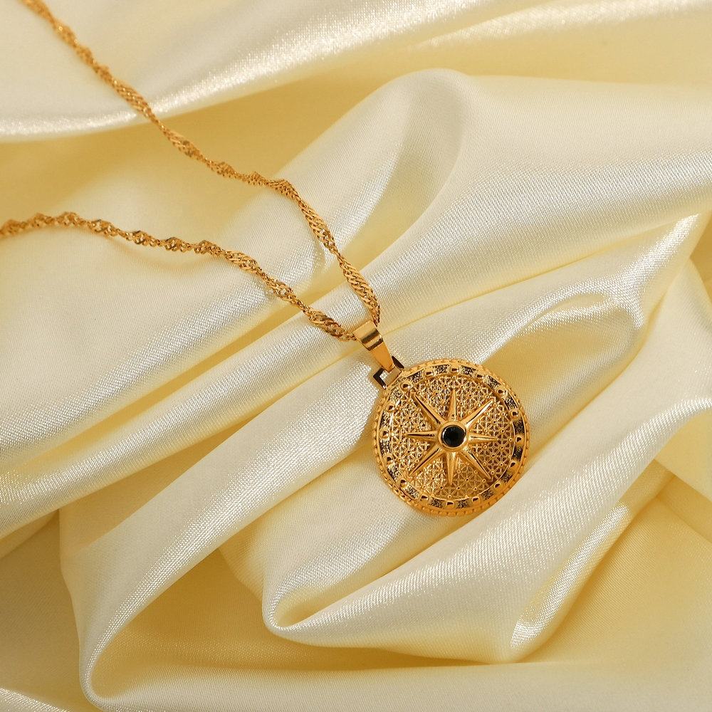 Lavish Giftz Titanium Noir Signet Pendant Necklace