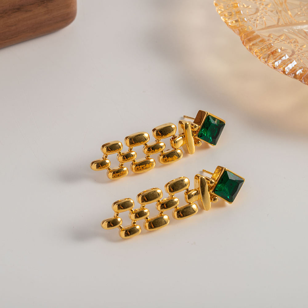 Lavish Giftz Audrey Emerald Drop Earring