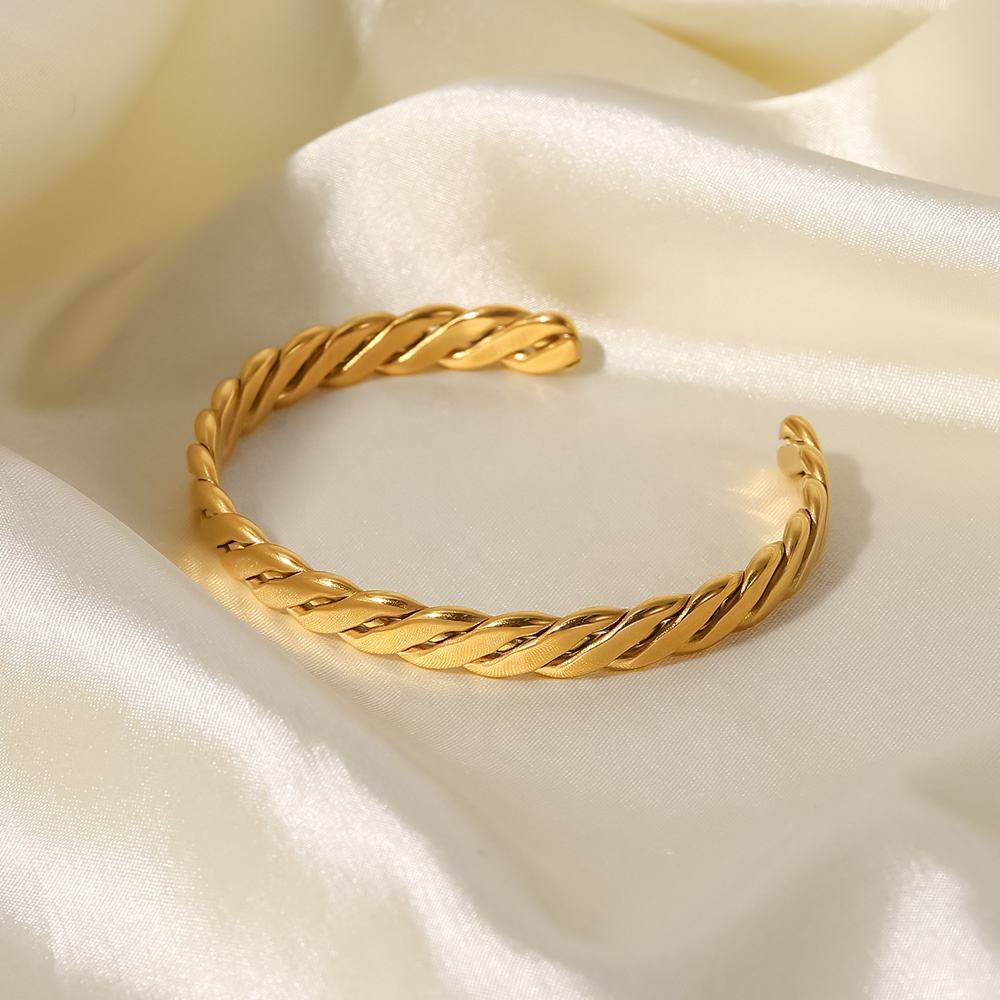 Lavish Giftz Mira Twisted Wide Open Bangle