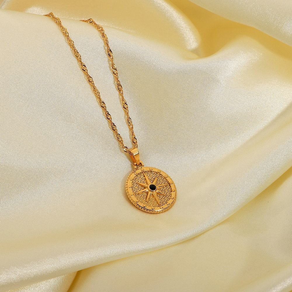 Lavish Giftz Titanium Noir Signet Pendant Necklace