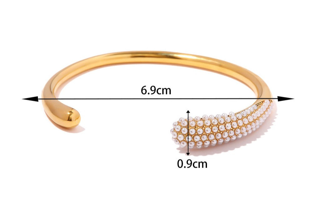Freshwater Pearl Inlaid Open Bangle