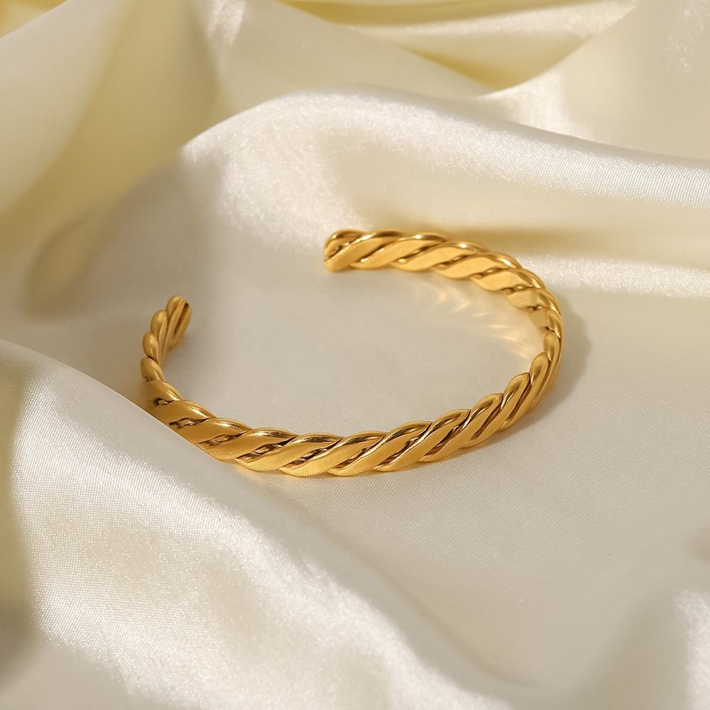 Lavish Giftz Mira Twisted Wide Open Bangle