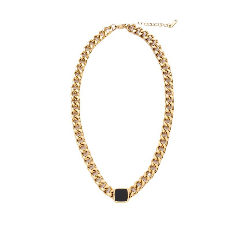 Lavish Giftz Zoe Black Enameled Necklace