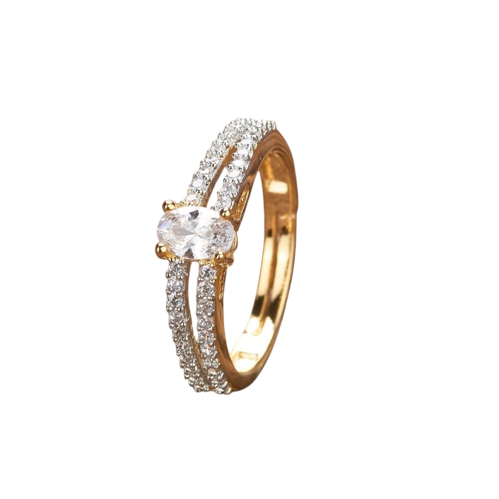 Lavish Giftz Aanya Cubic Zirconia Adjustable Ring with Rhodium Two-Tone Plating