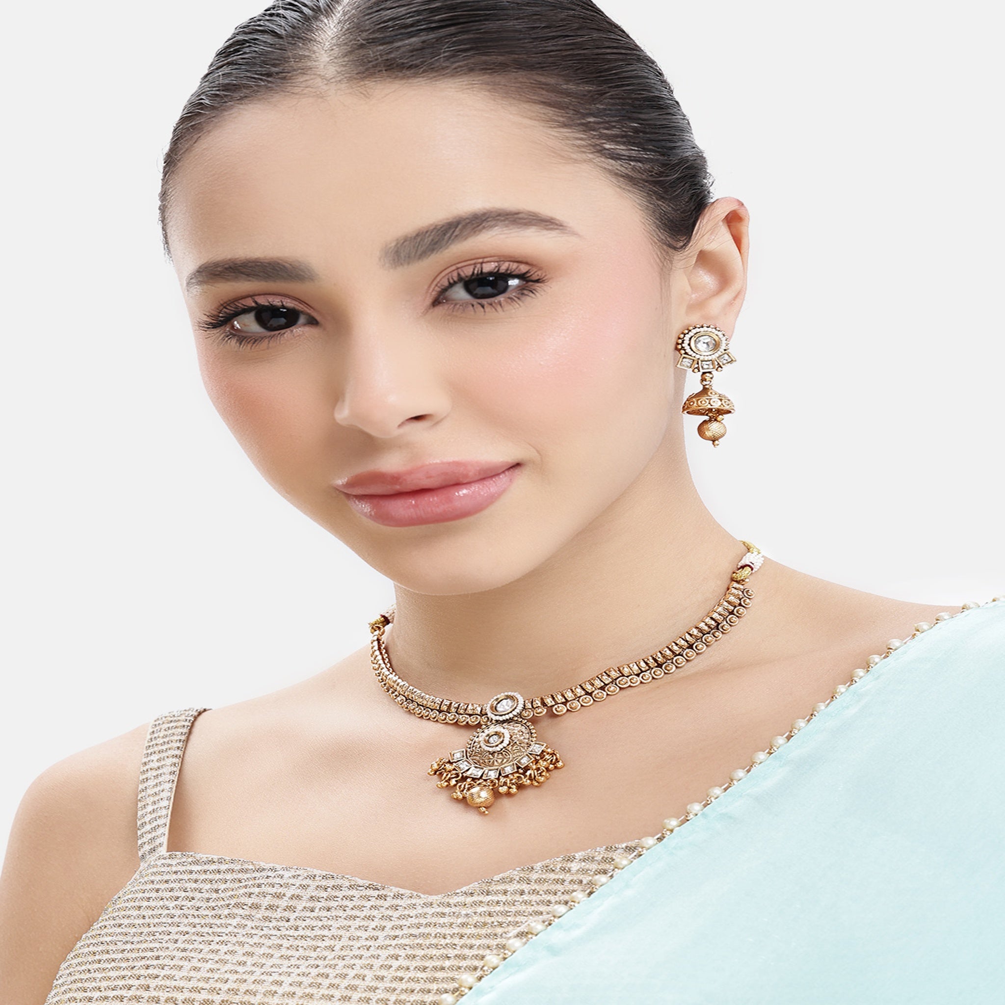 Gold Plated Antique Delicate Necklace Set