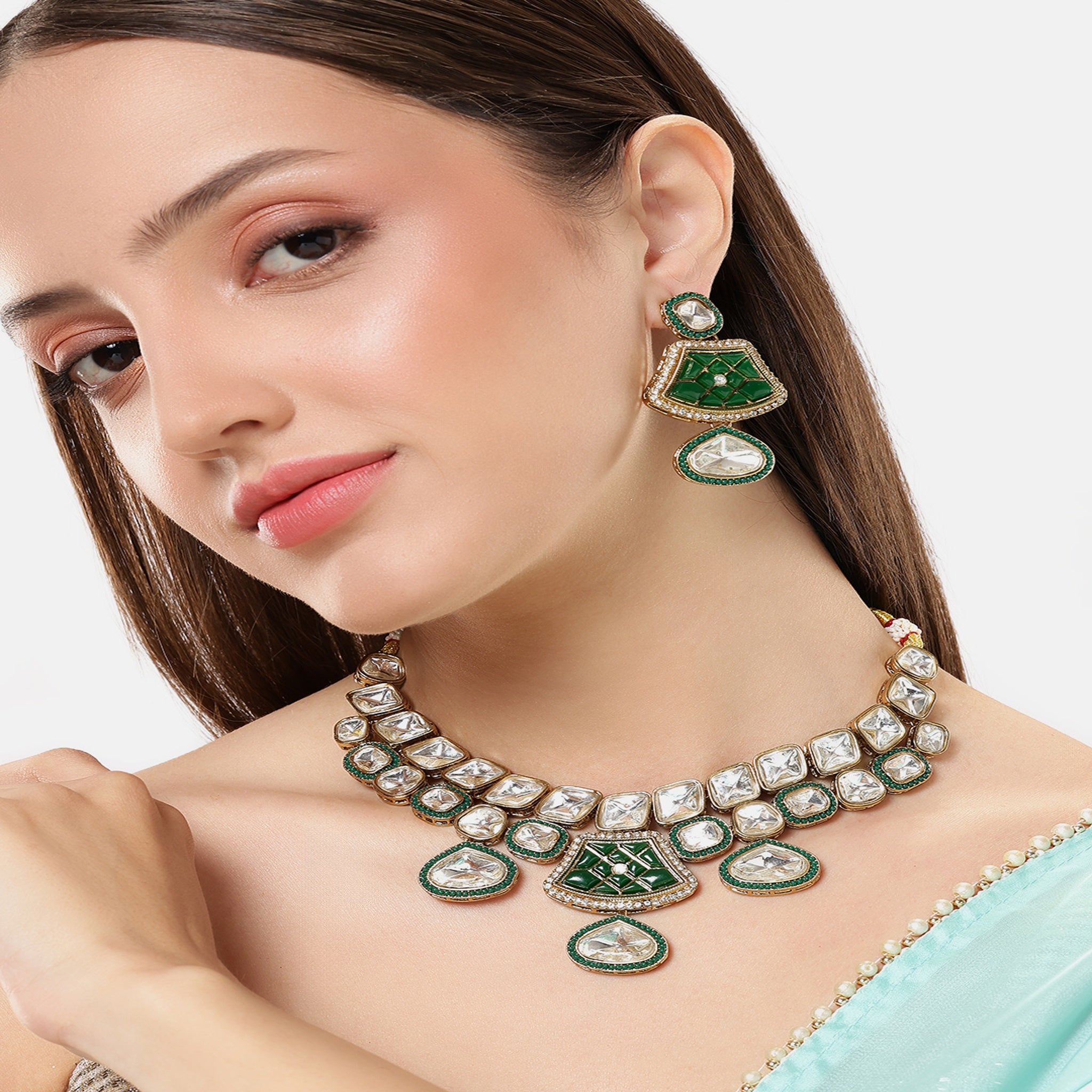 Bollywood Style Green Necklace Set