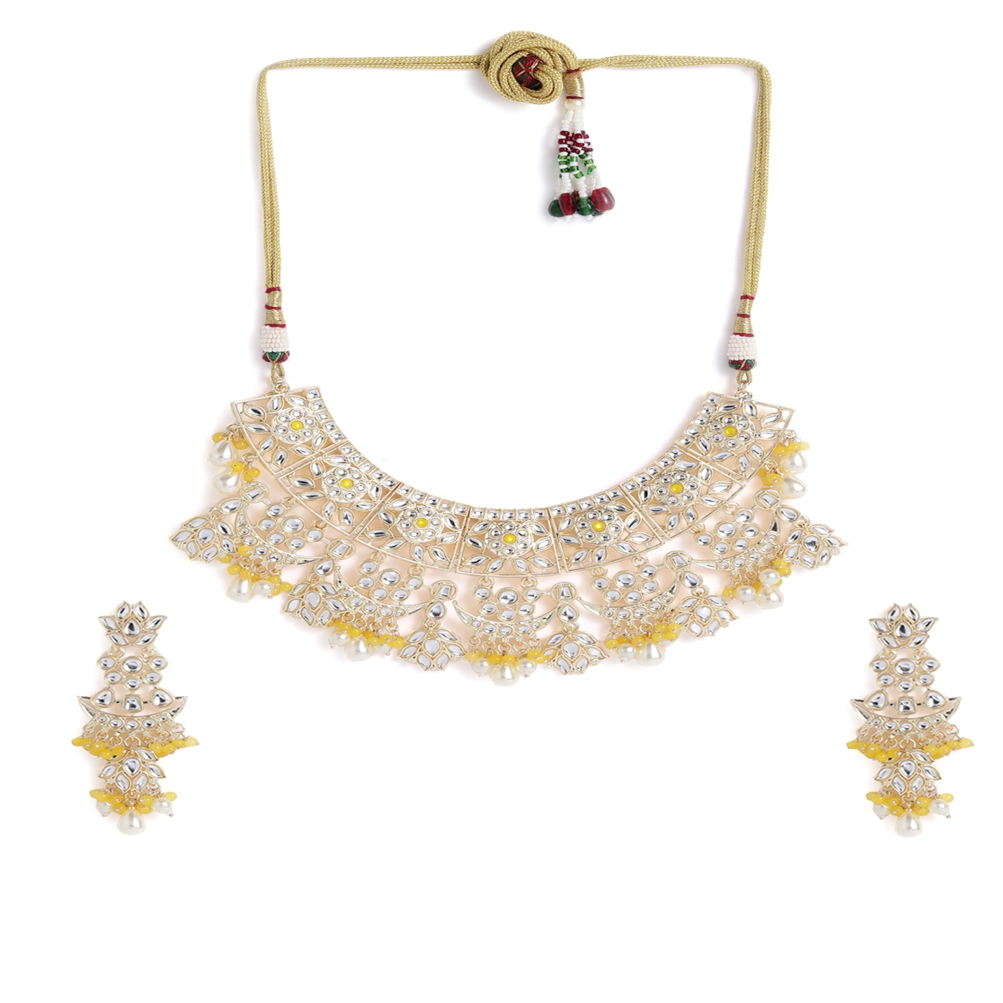 Yellow Indo Western Choker Necklace Set