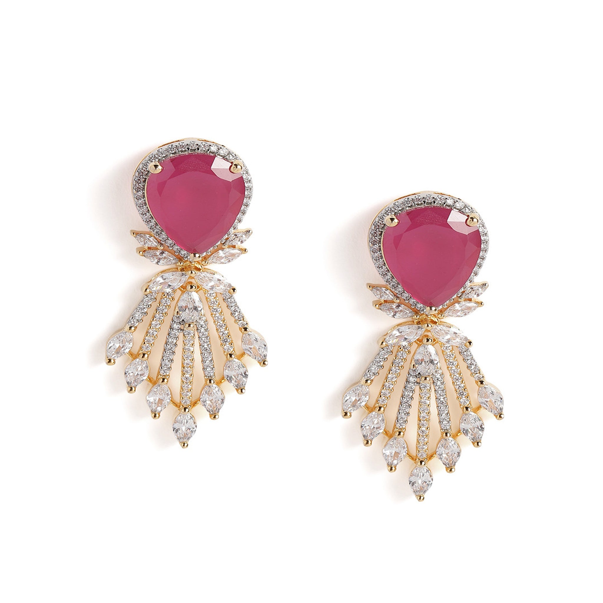 Gold-Plated Ruby Classic Drop Earrings