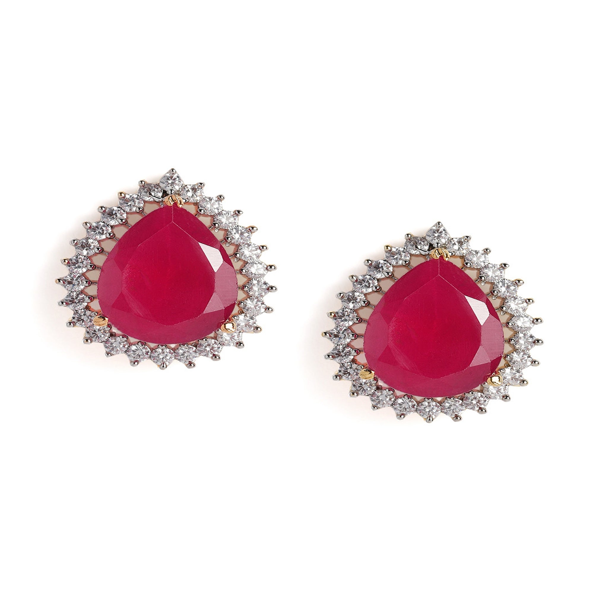 Gold Plated Ruby Classic Stud Earrings
