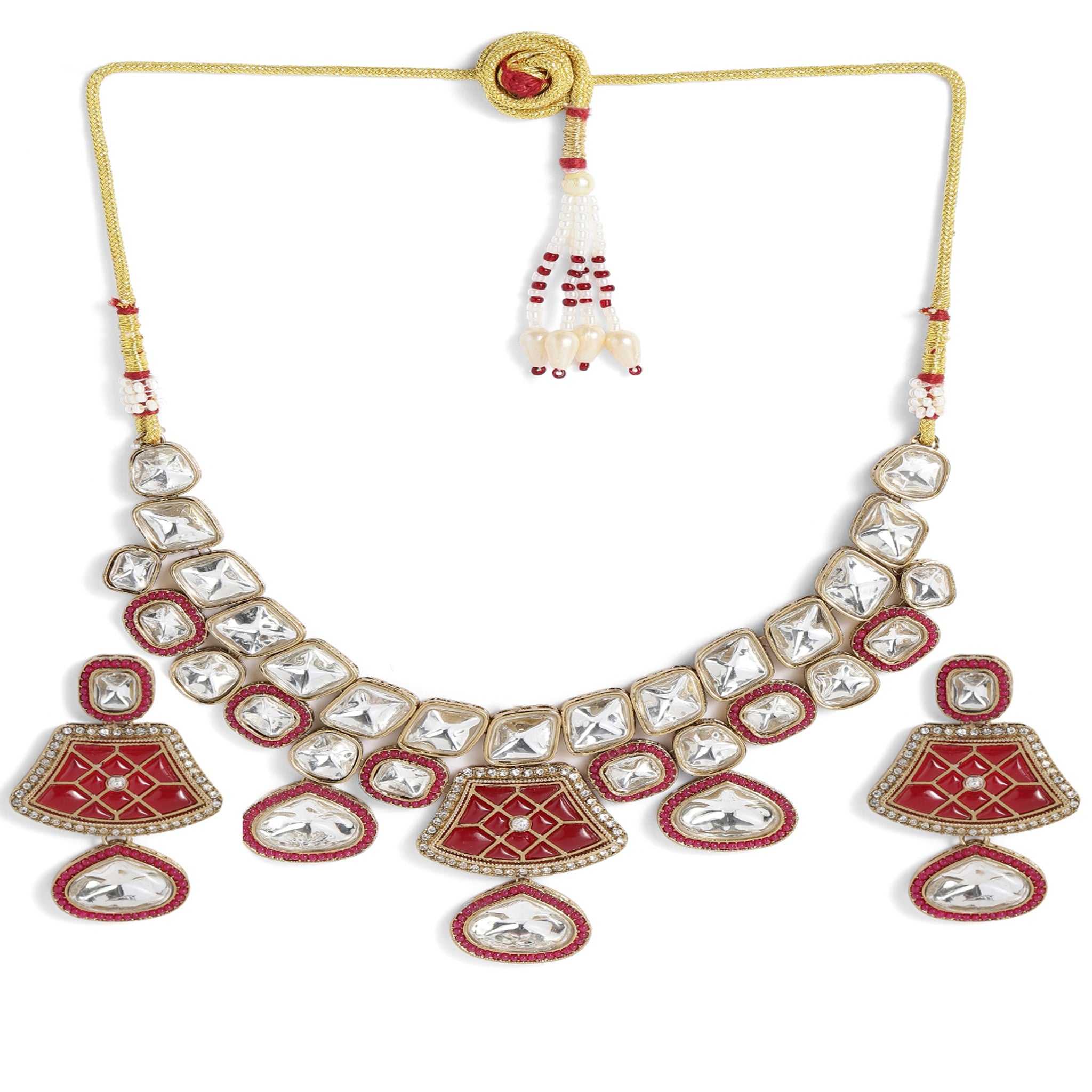 Bollywood Style Maroon Necklace Set
