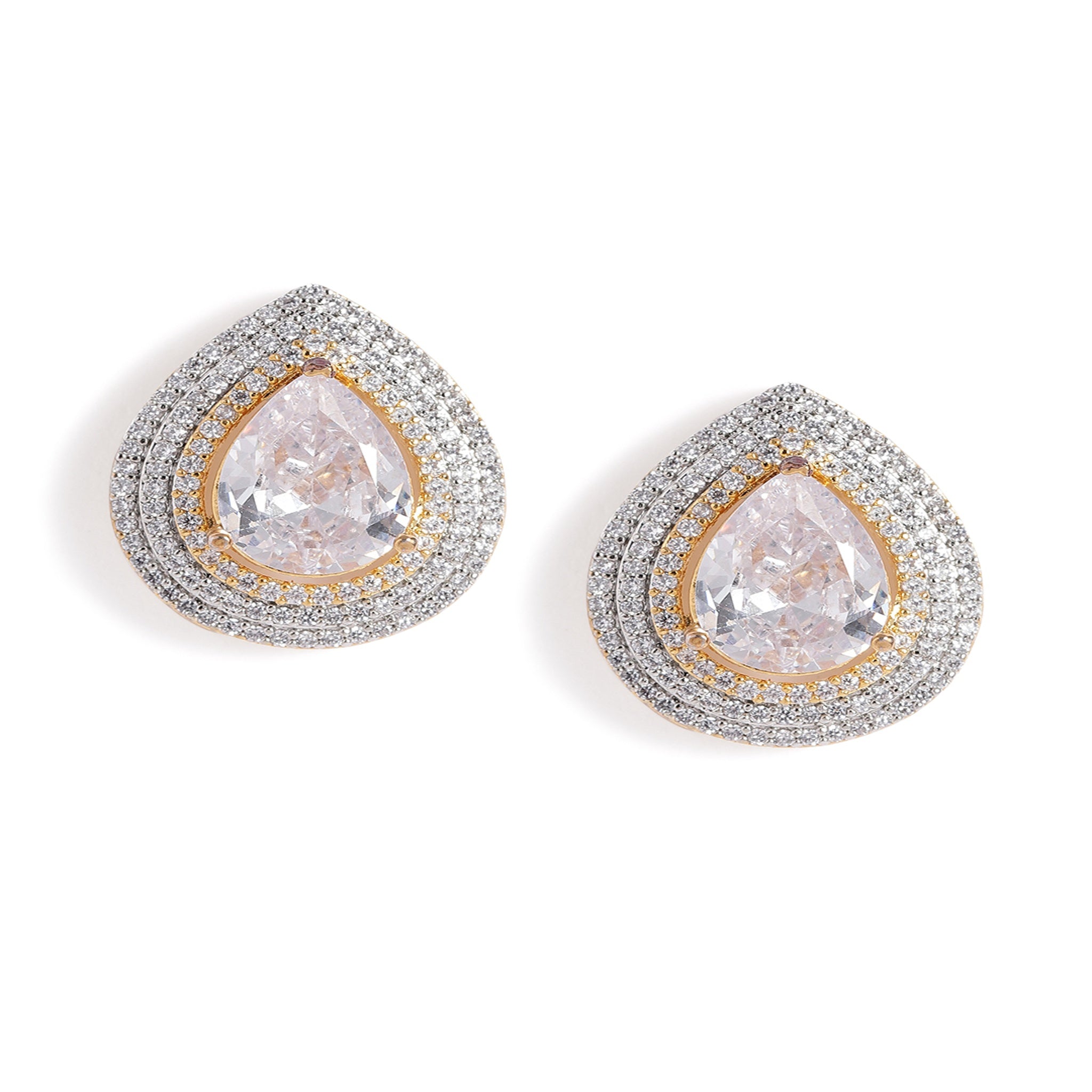 Gold Plated White Stud Earrings
