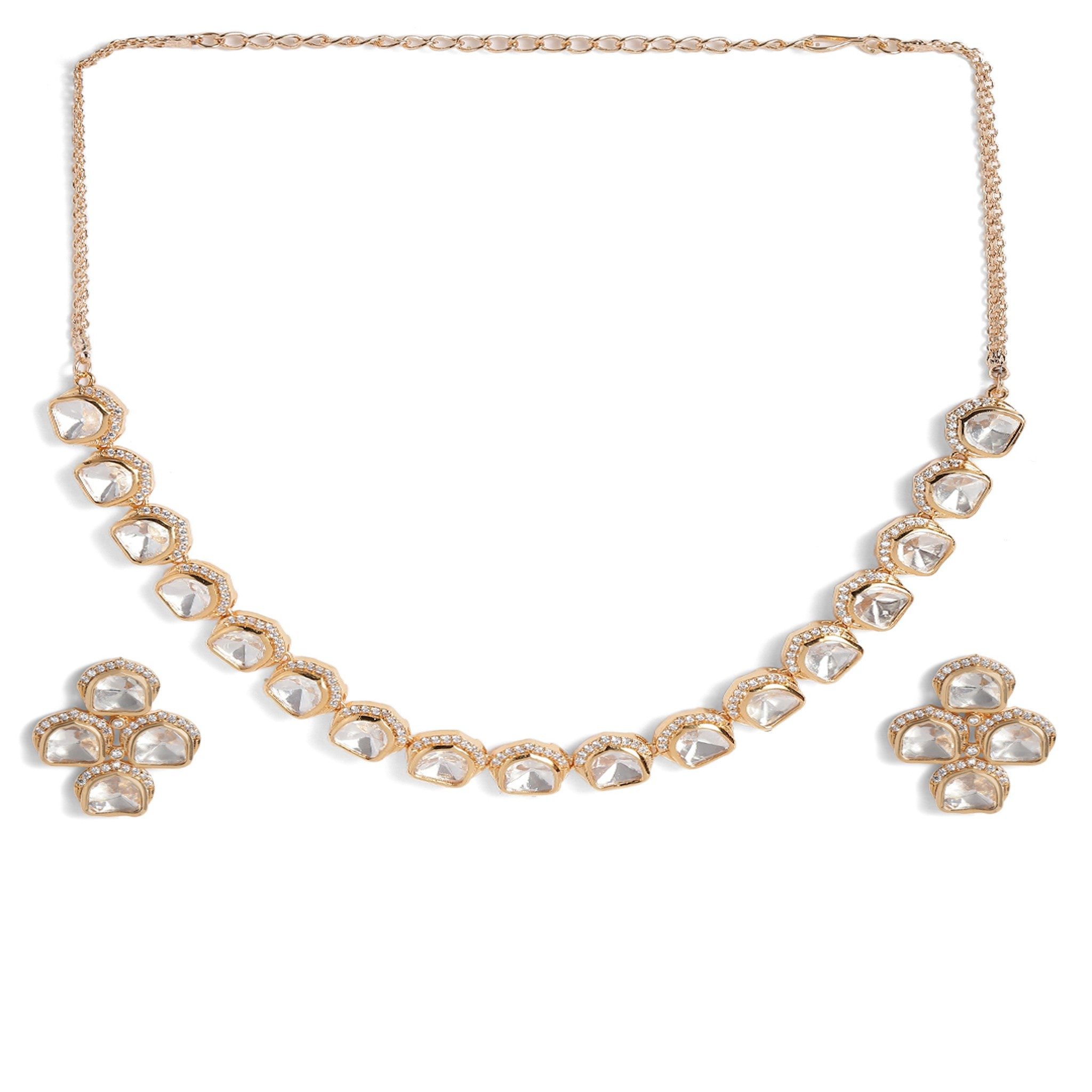 Gold Plated Kundan Classic Necklace Set