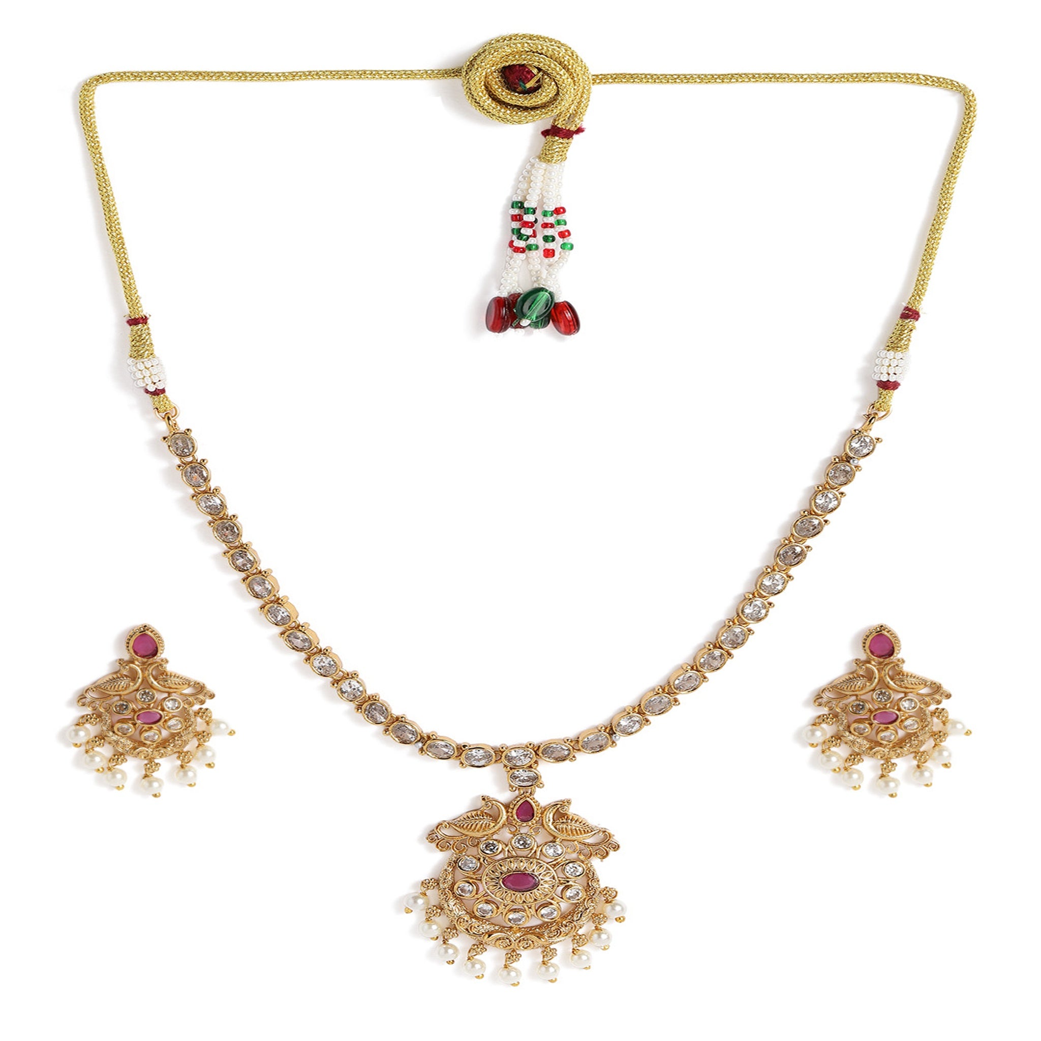 Gold Plated Antique Peacock Necklace Set