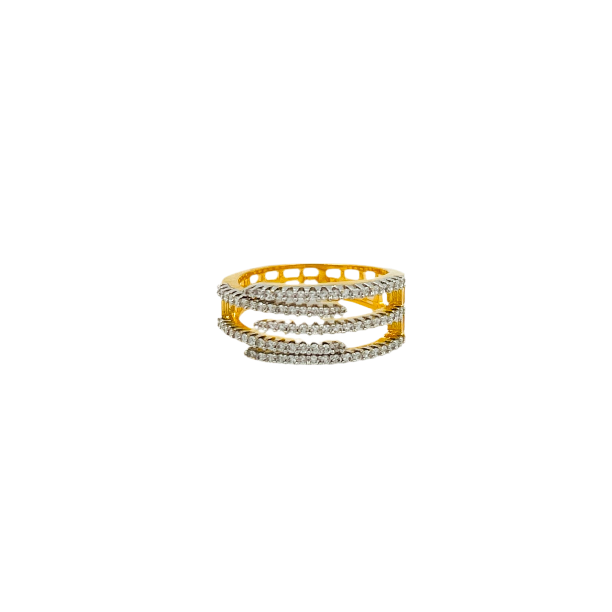 Lavish Giftz Tara Adjustable Cubic Zirconia Delicate Ring with Black Two-Tone Rhodium Plating