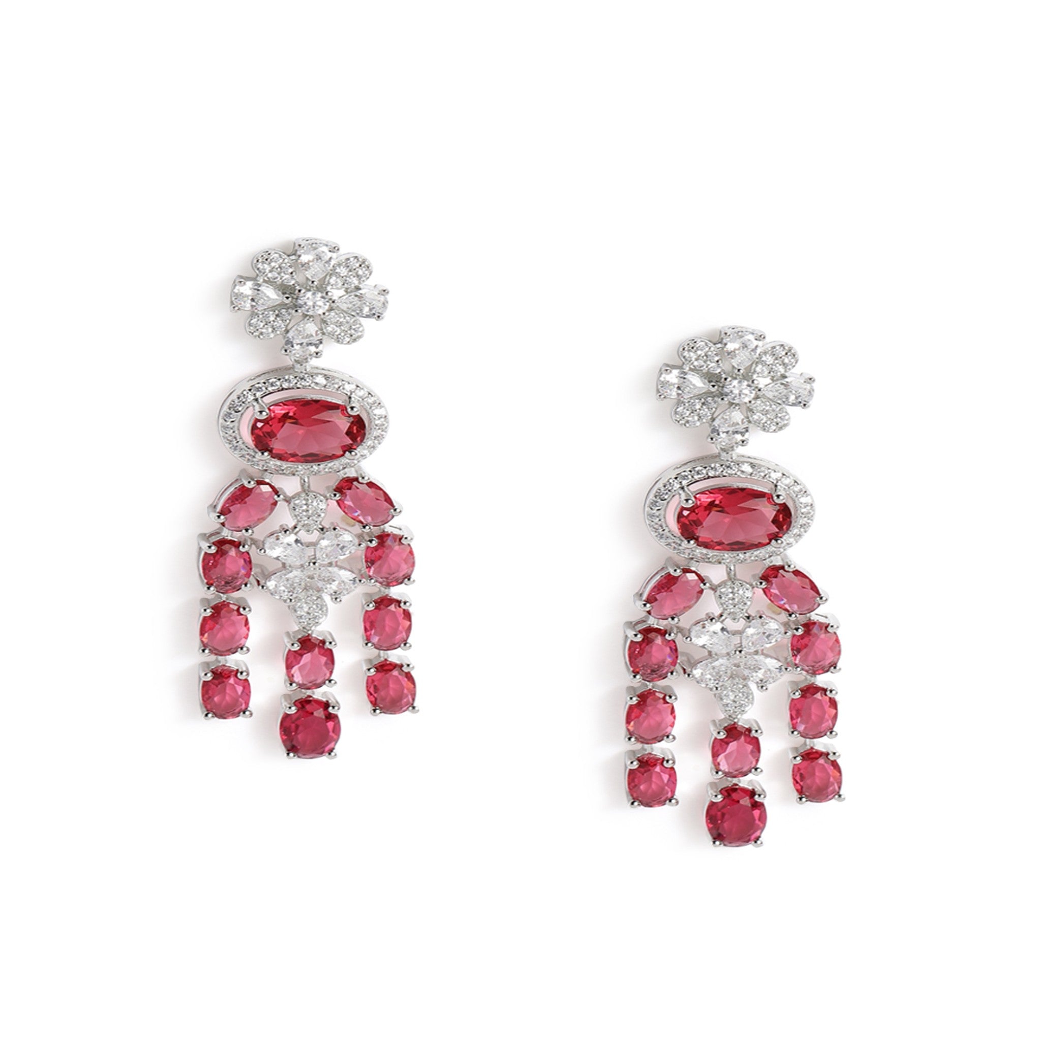 Rhodium-Plated Silver-Toned & Rani AD-Studded Jewellery Set
