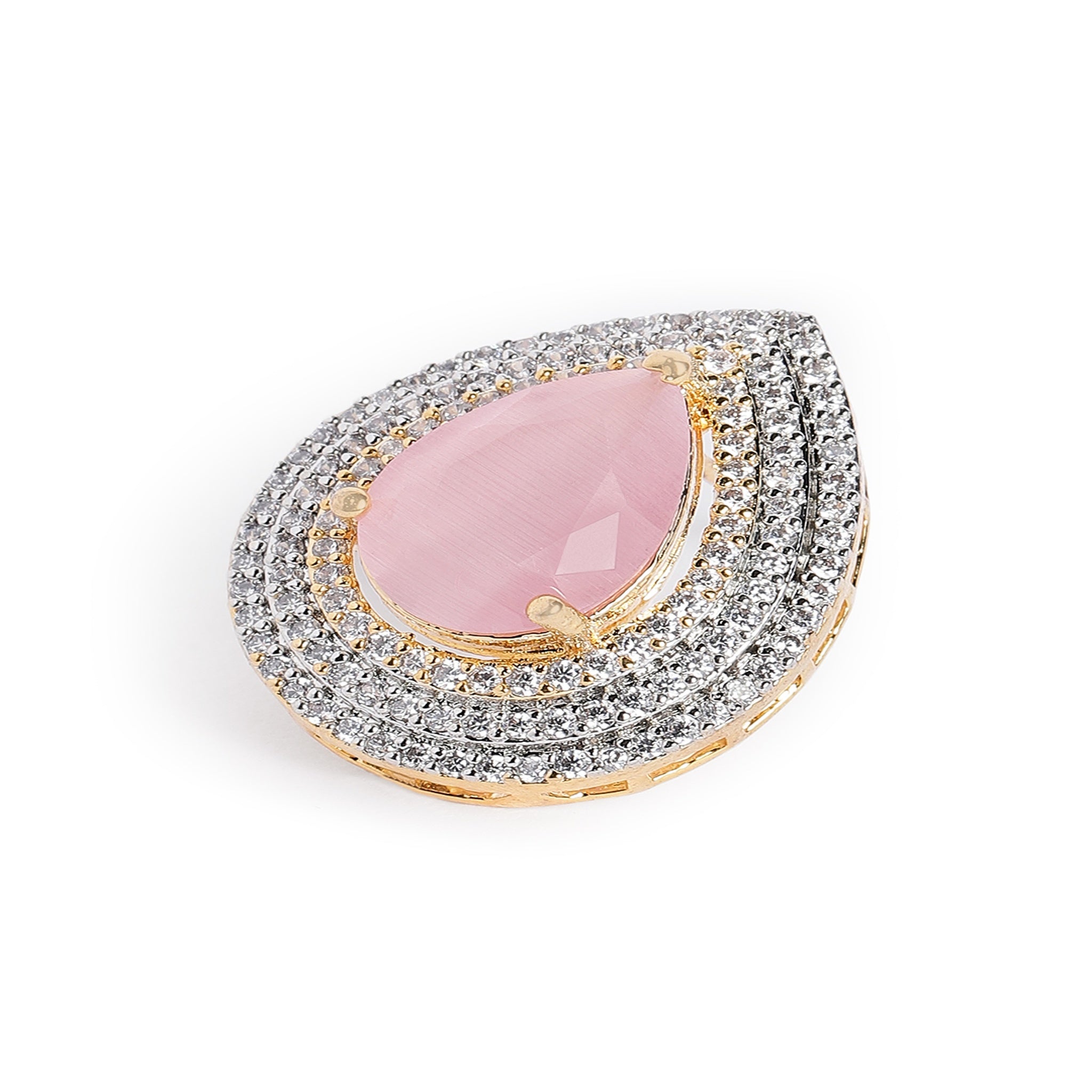Gold Plated Pink Stud Earrings
