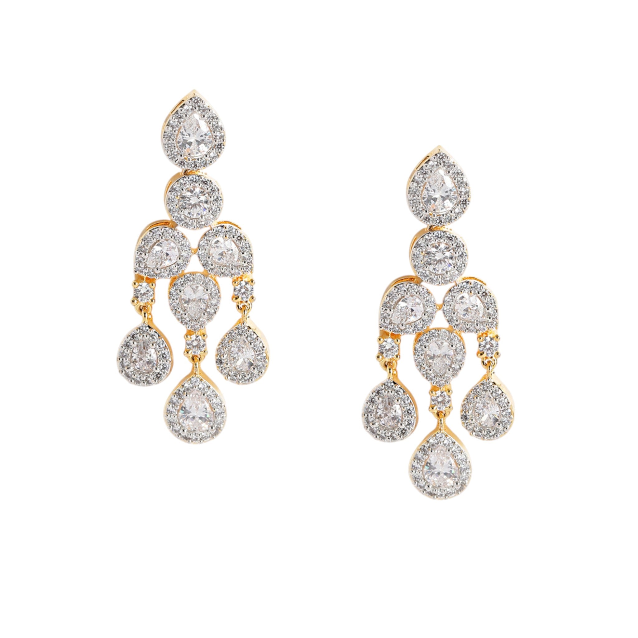 Gold Plated White AD-Studded Jewellery Set