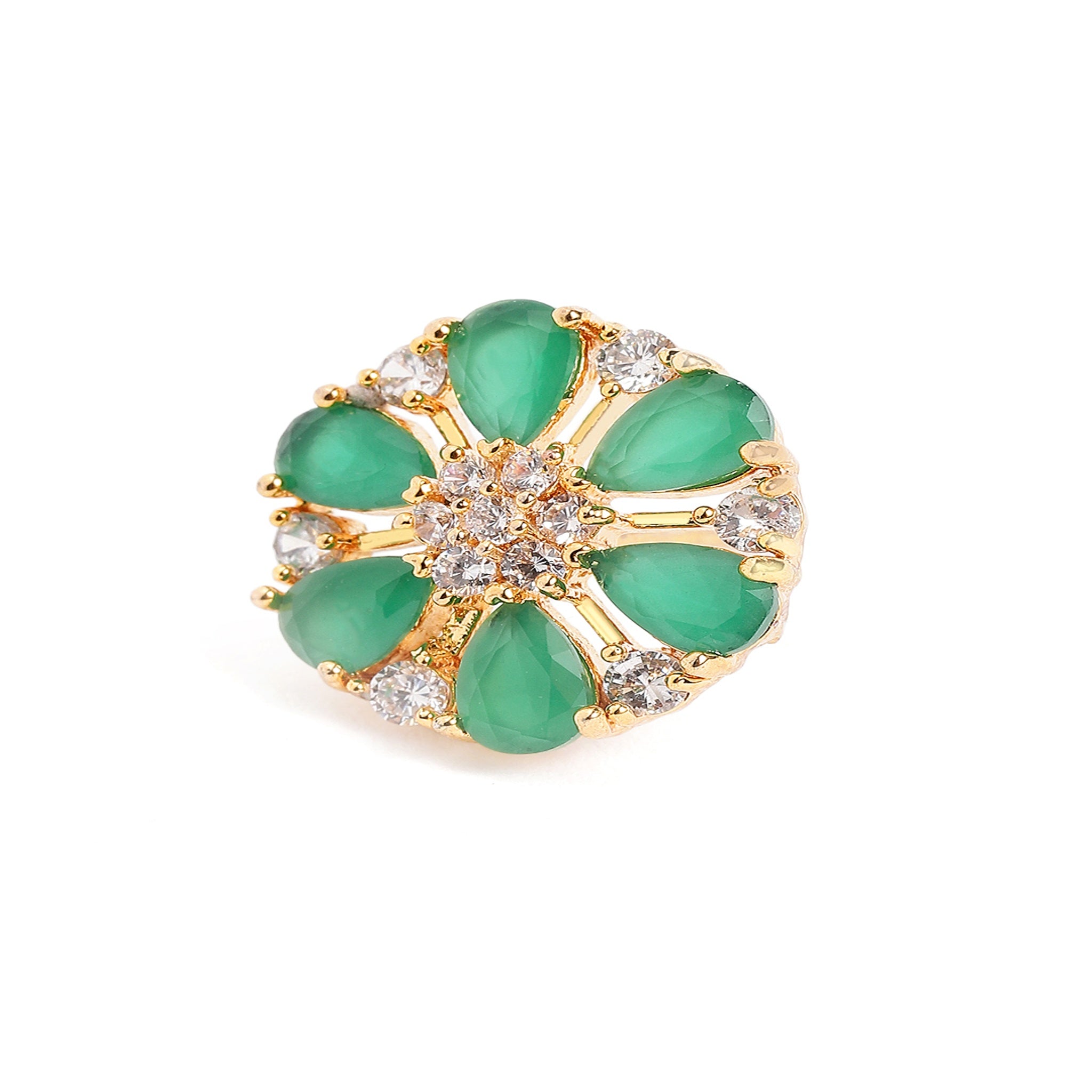 Gold-Plated Green Cubic Zirconia Tops