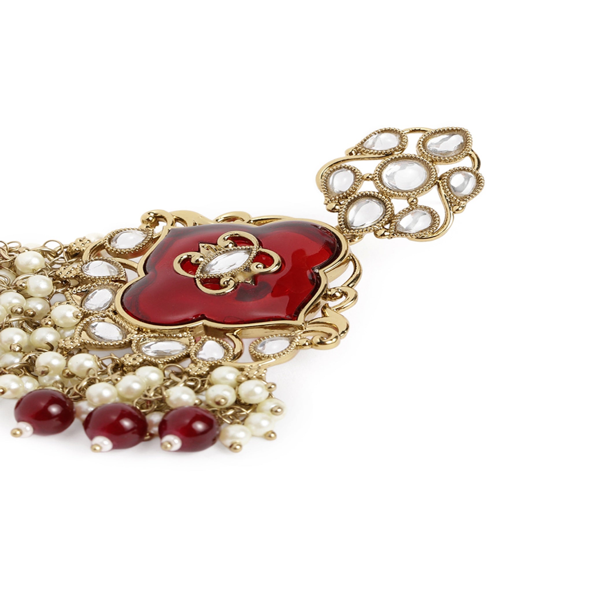 Gold Plated Maroon Classic Earrings