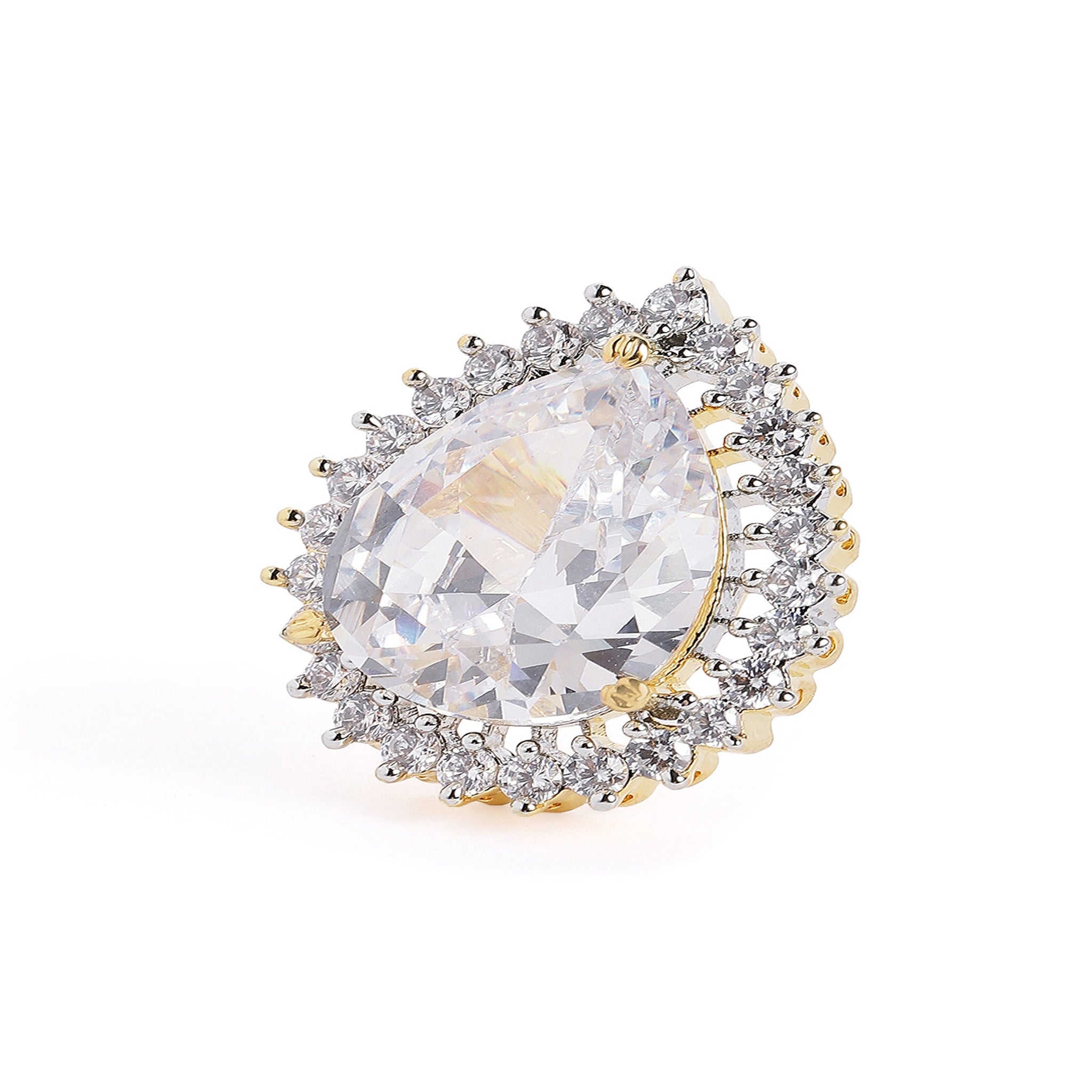 Gold Plated White Classic Stud Earrings