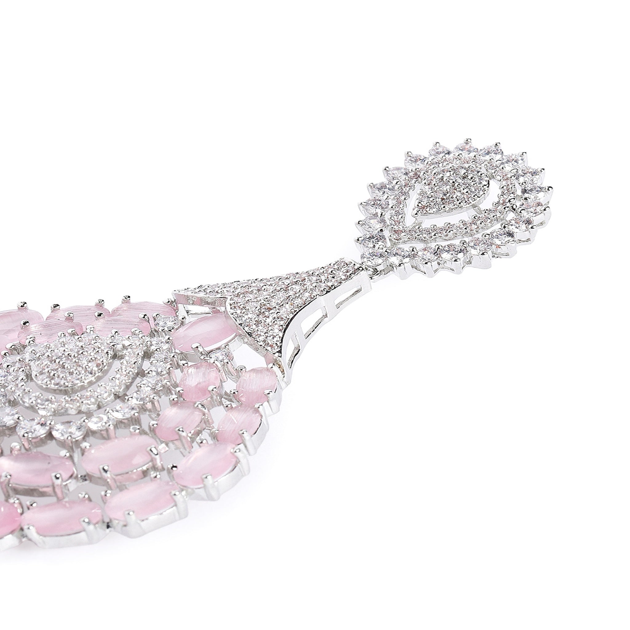 Silver-Toned Pink Classic Drop Earrings