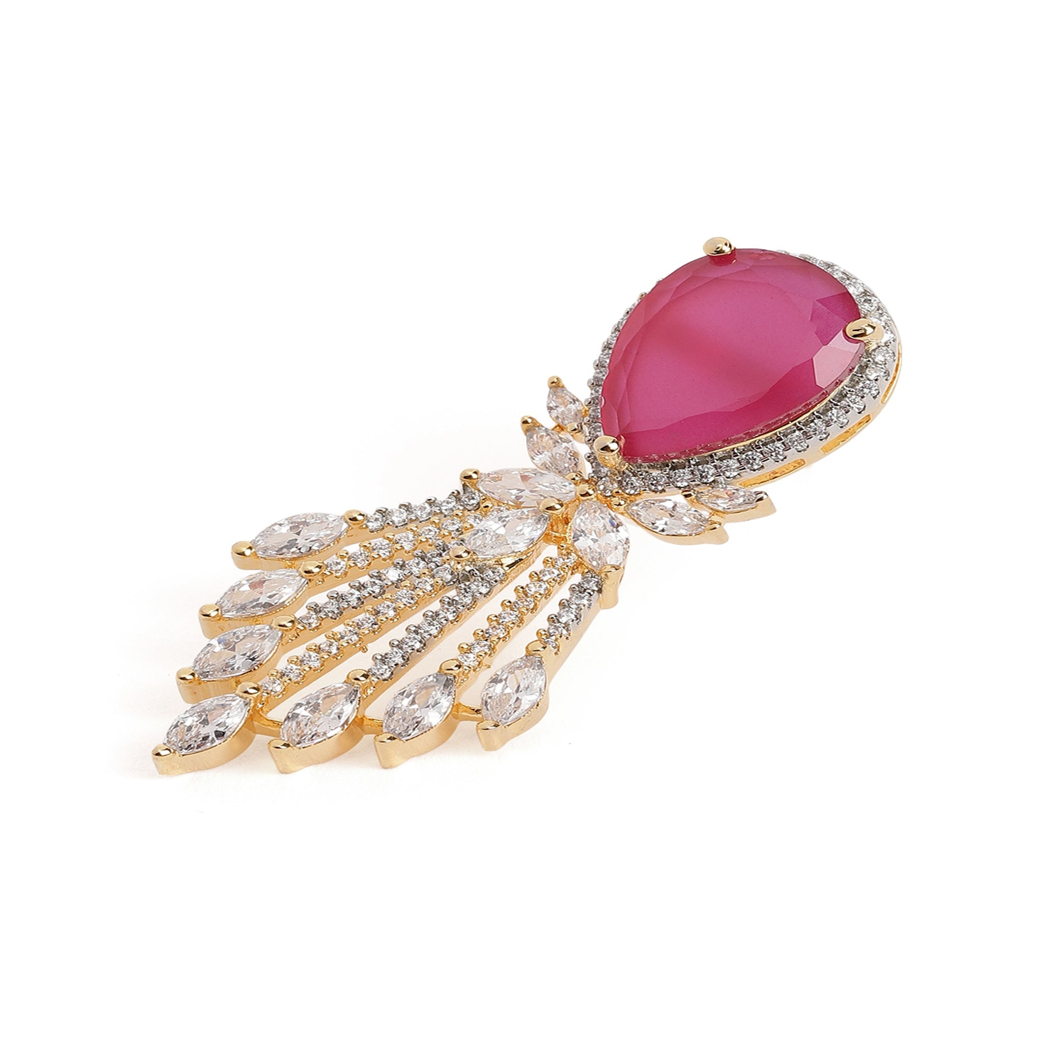 Gold-Plated Ruby Classic Drop Earrings