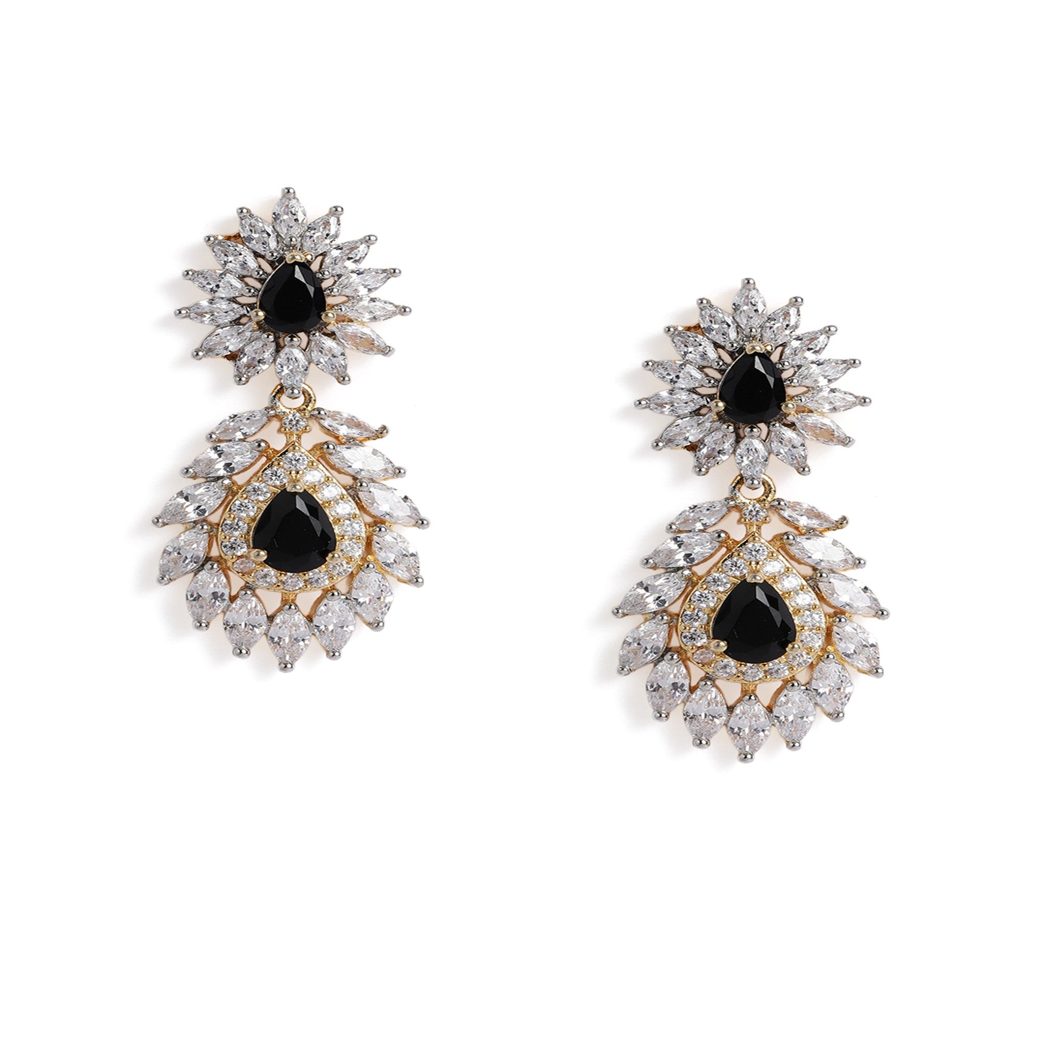 Gold Plated Black AD-Studded Jewellery Set