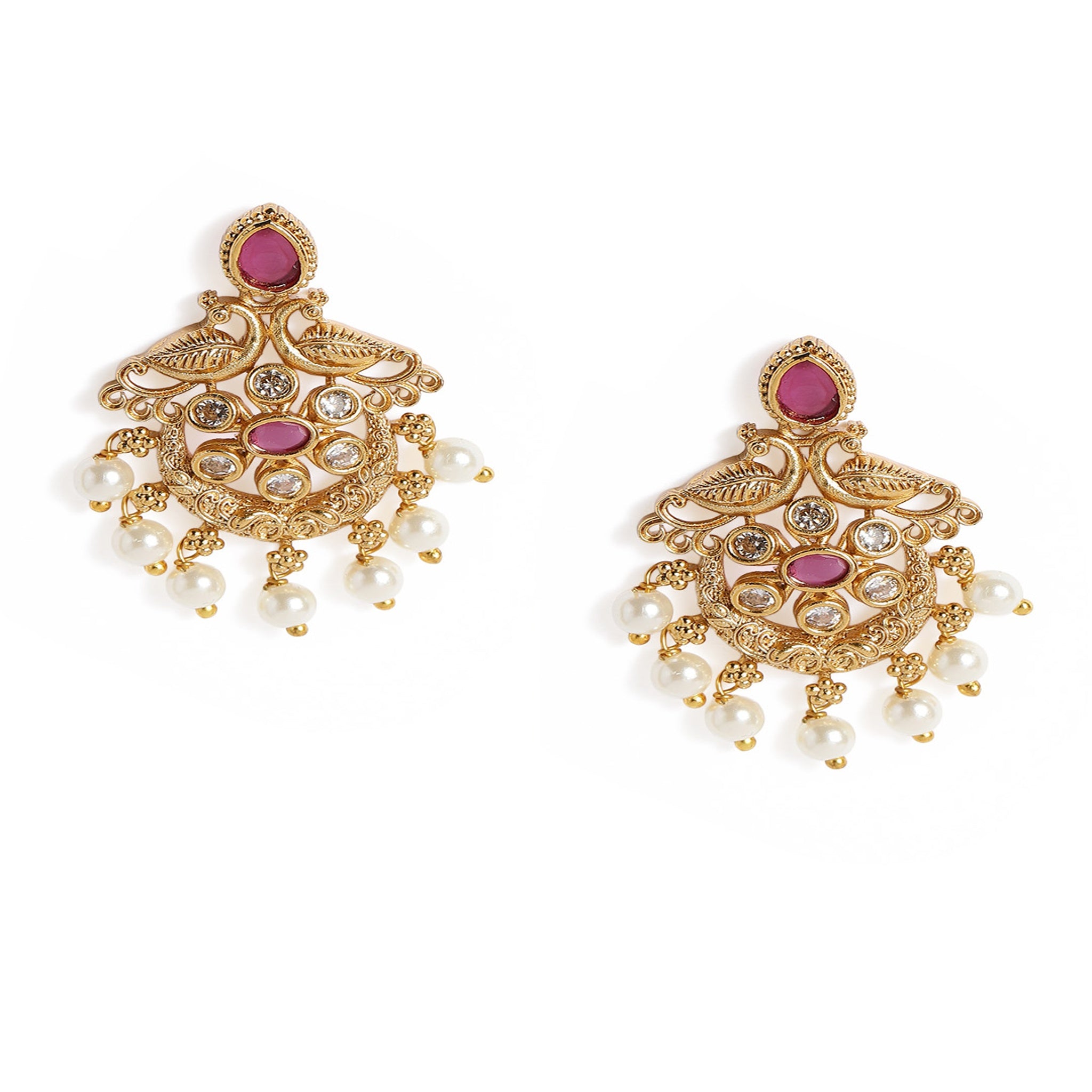 Gold Plated Antique Peacock Necklace Set
