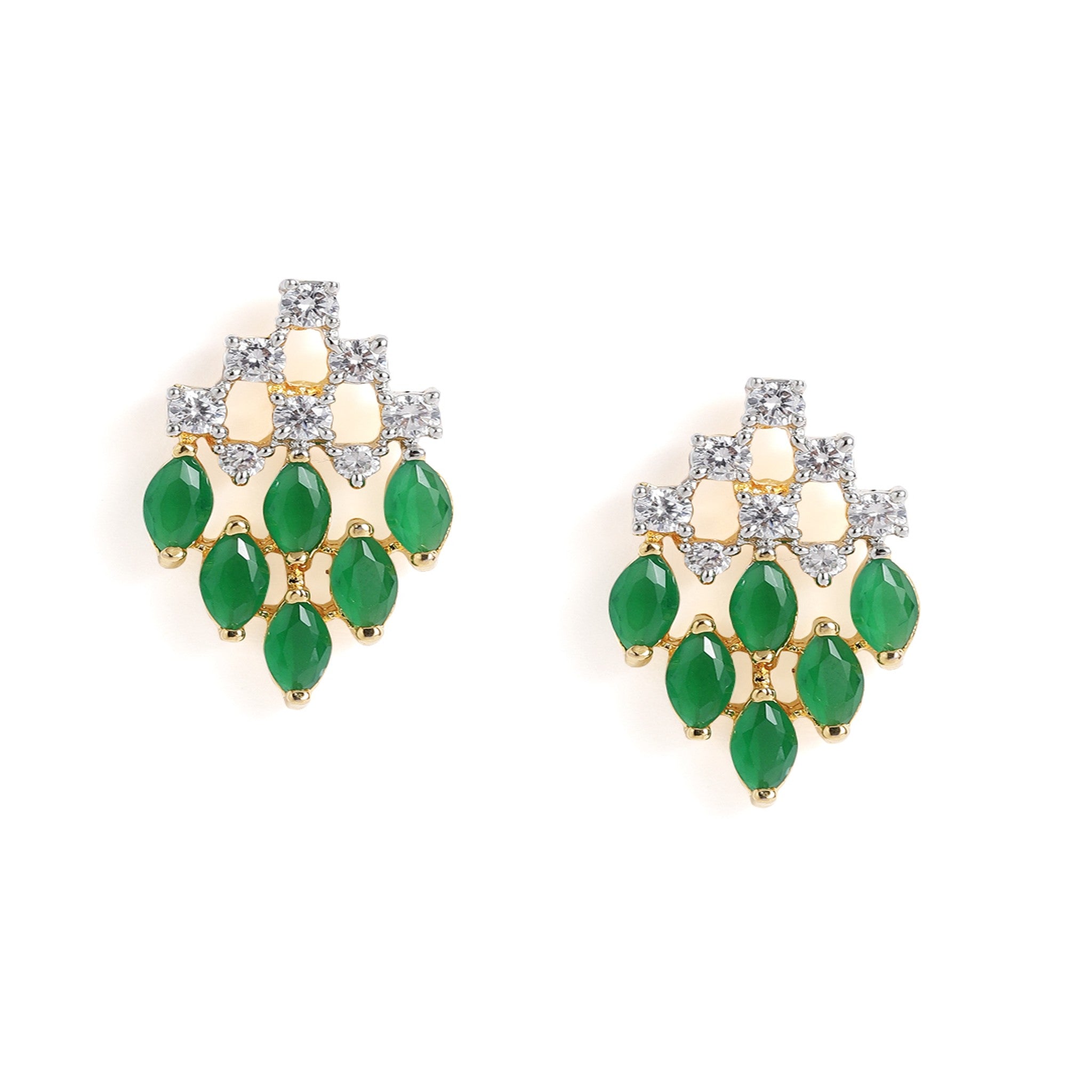 Gold Plated Green AD-Studded Jewellery Set