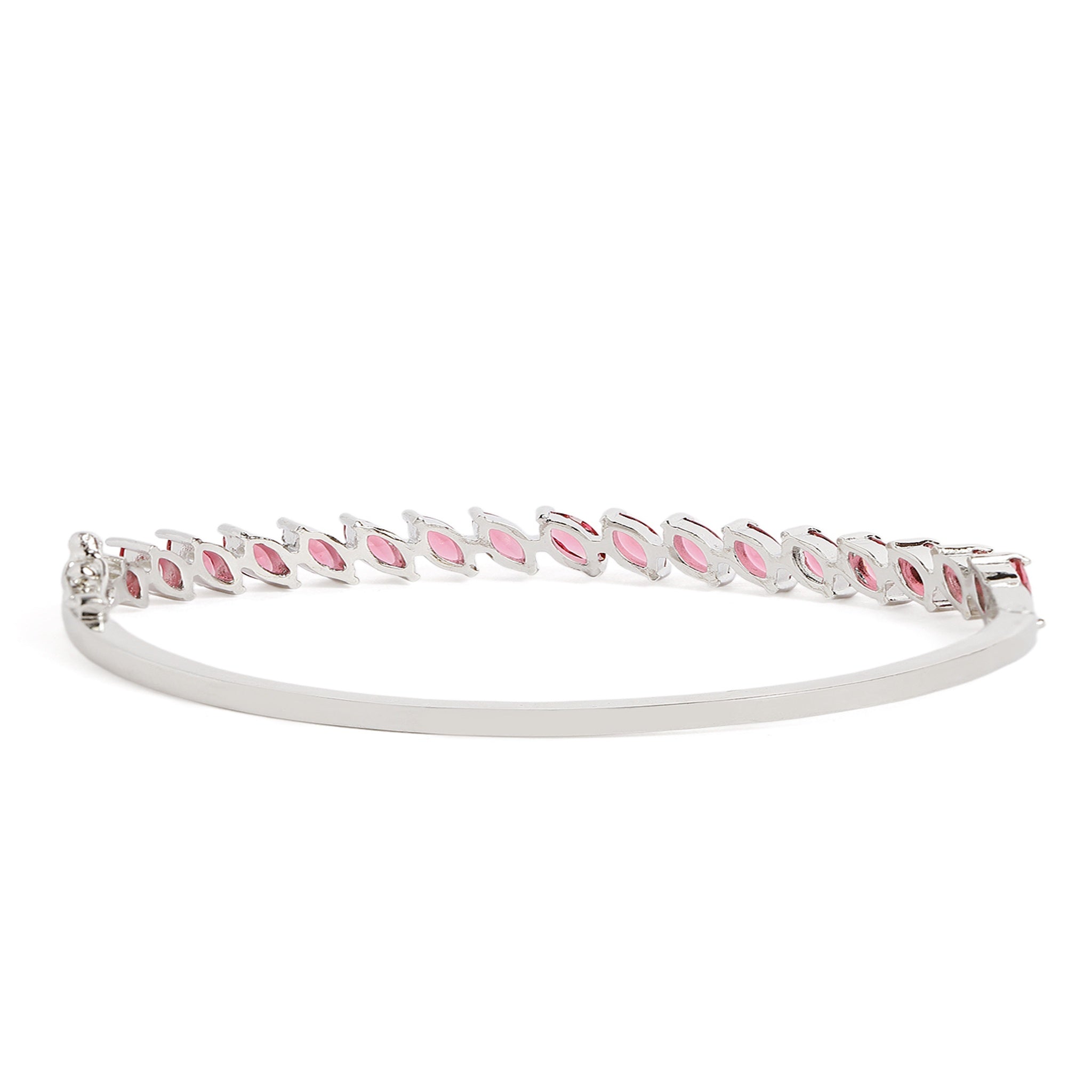 Women Cubic Zirconia Rhodium-Plated Kada Bracelet-Rani