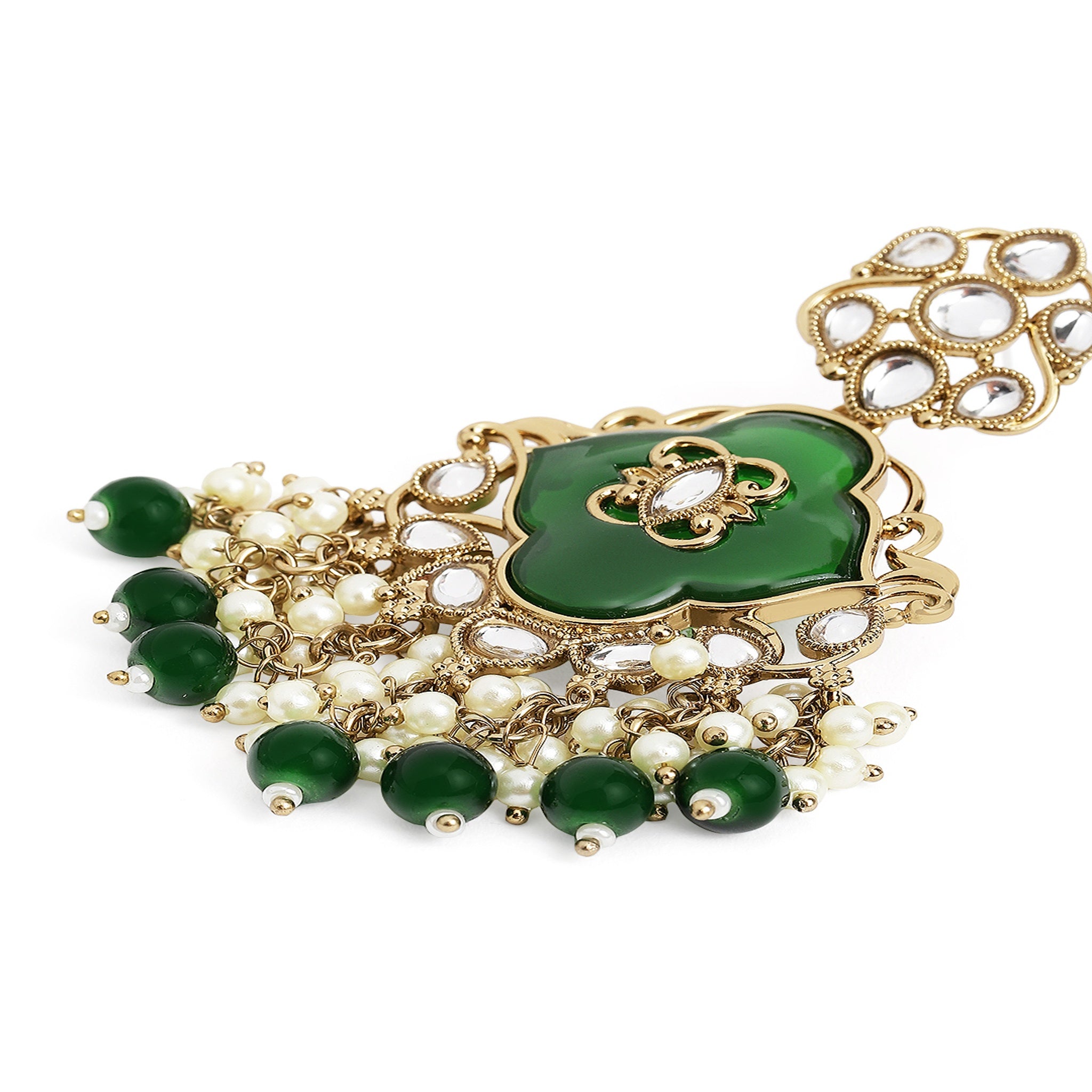 Gold Plated Green Classic Earrings