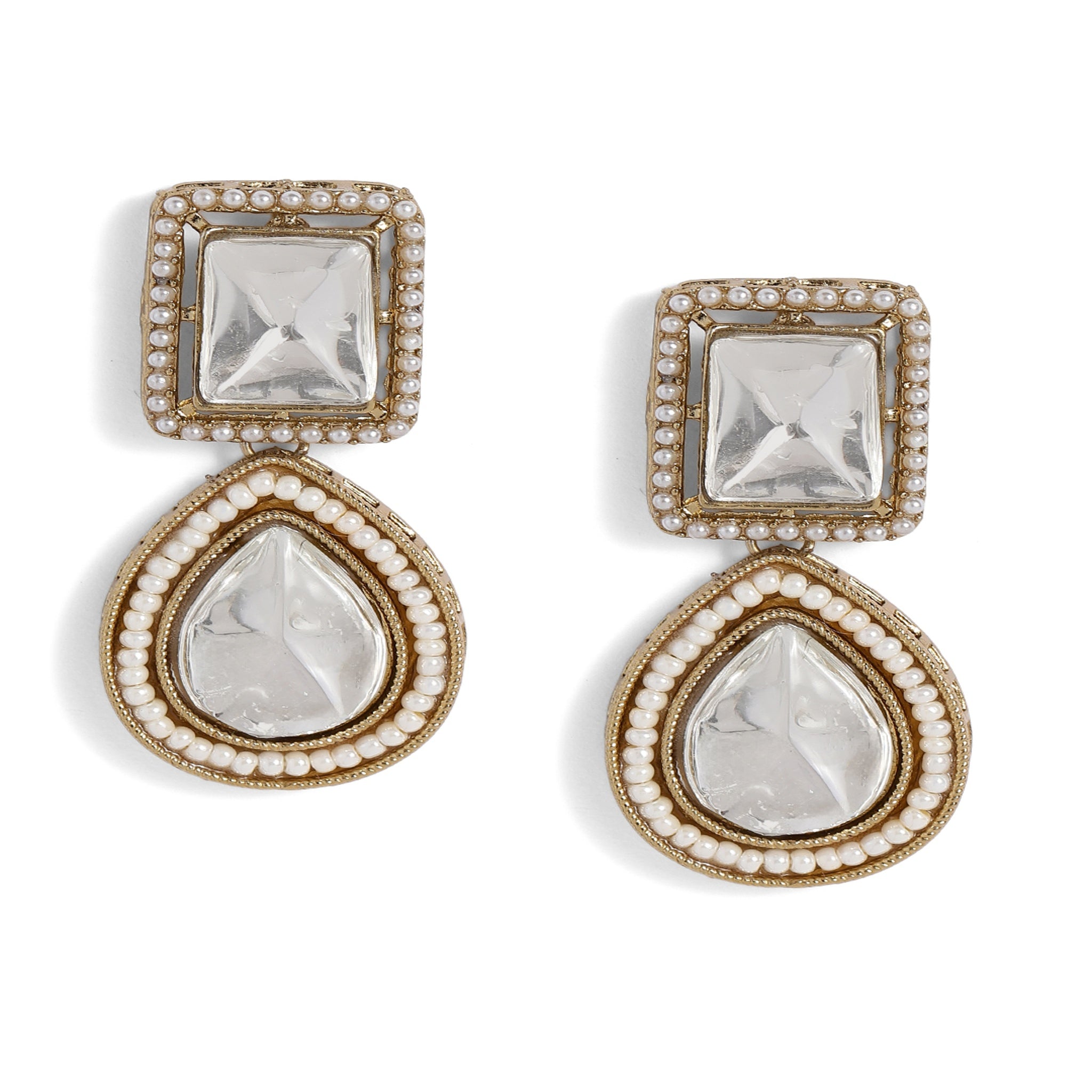 White Necklace Set With Antique Finish