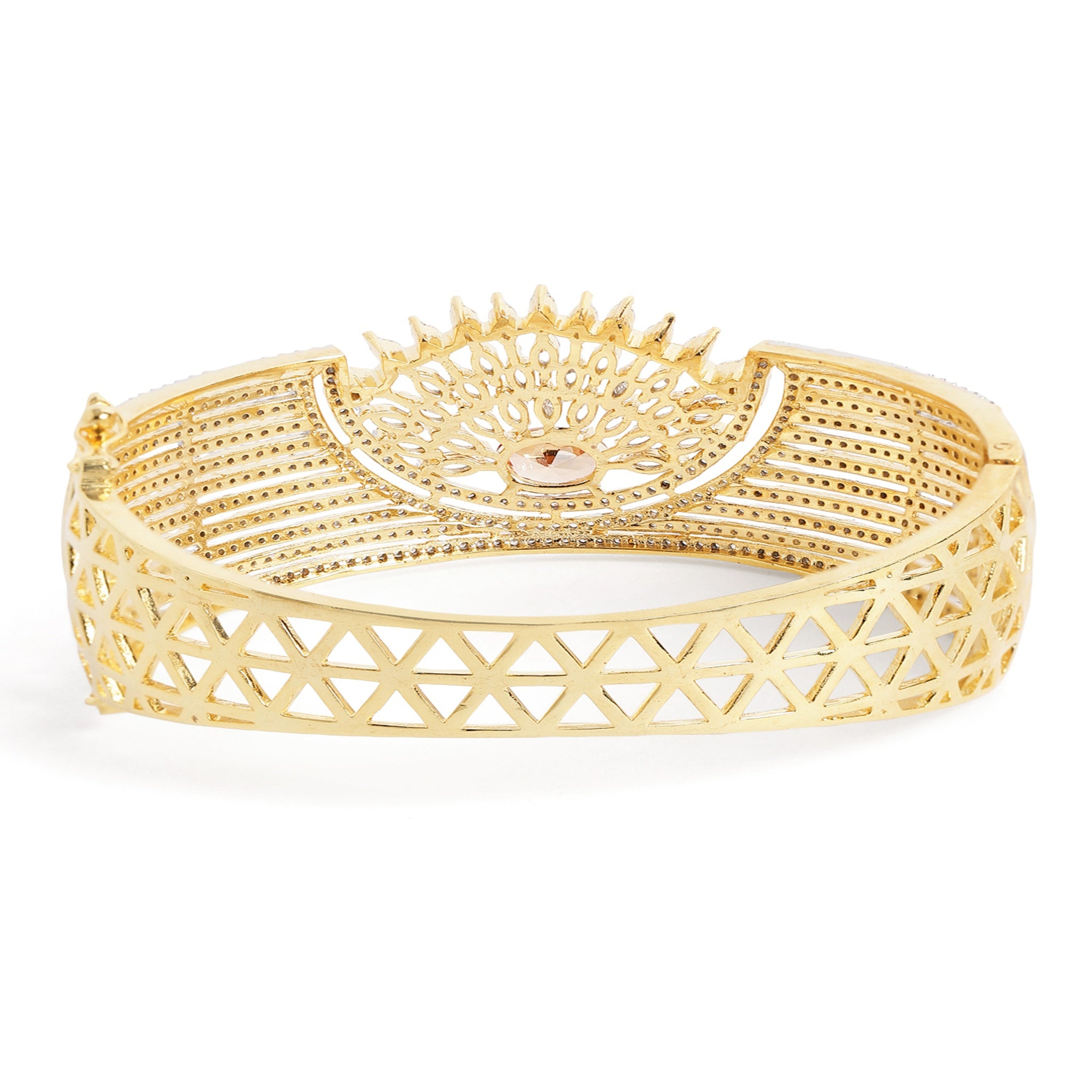 Women Cubic Zirconia Gold-Plated Kada Bracelet-LCT