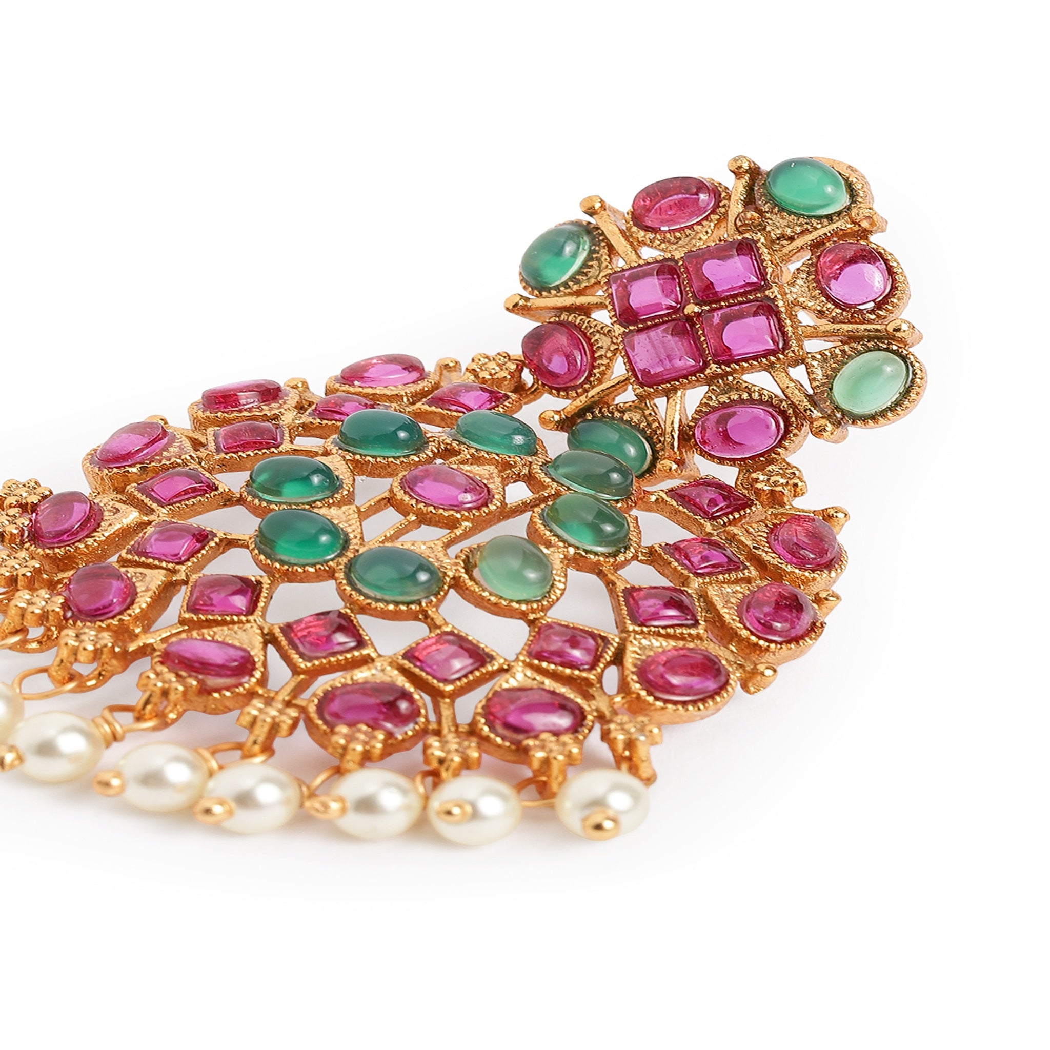Gold-Plated Ruby Green Classic Drop Earrings