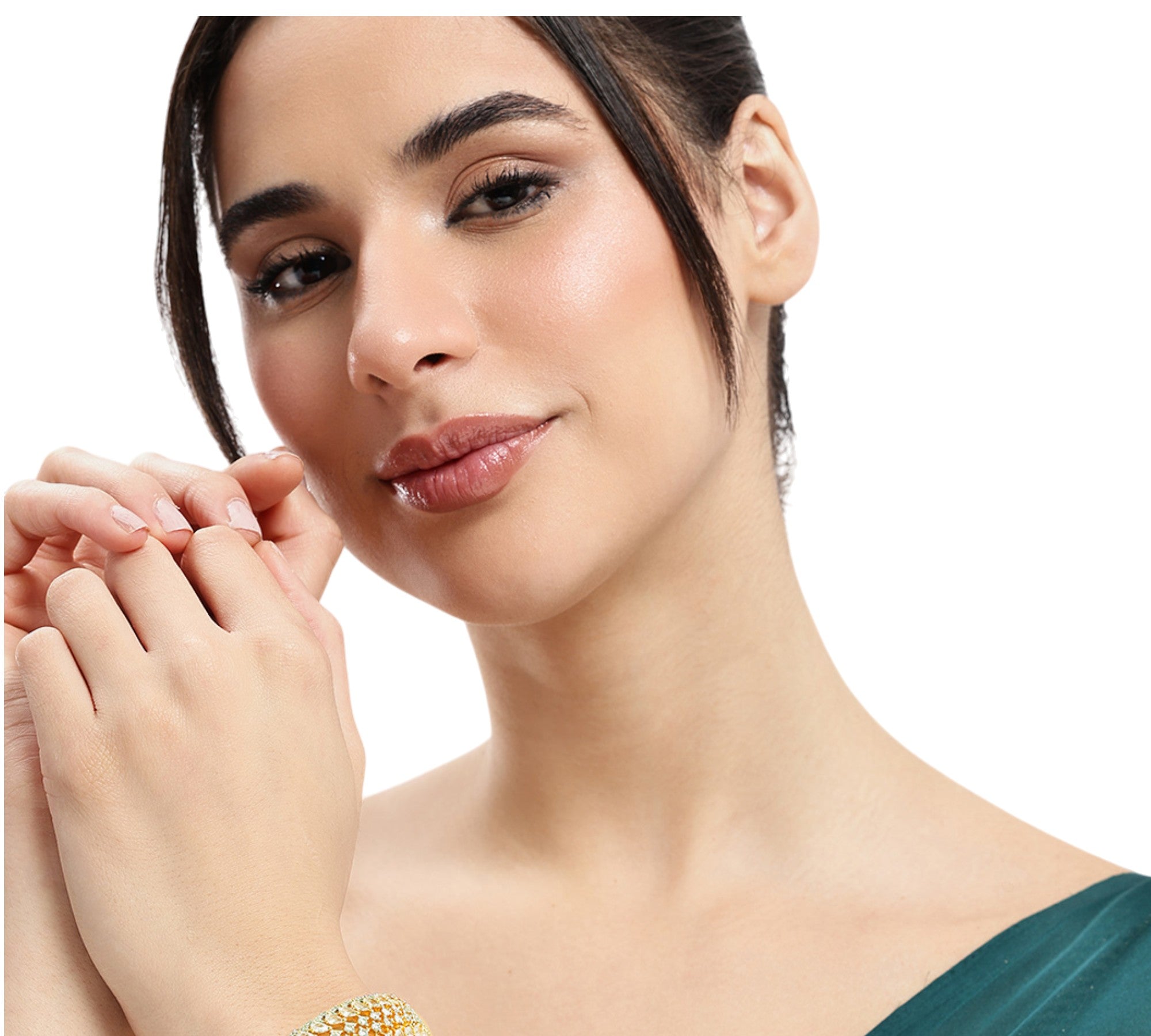 Women Cubic Zirconia Gold-Plated Kada Bracelet