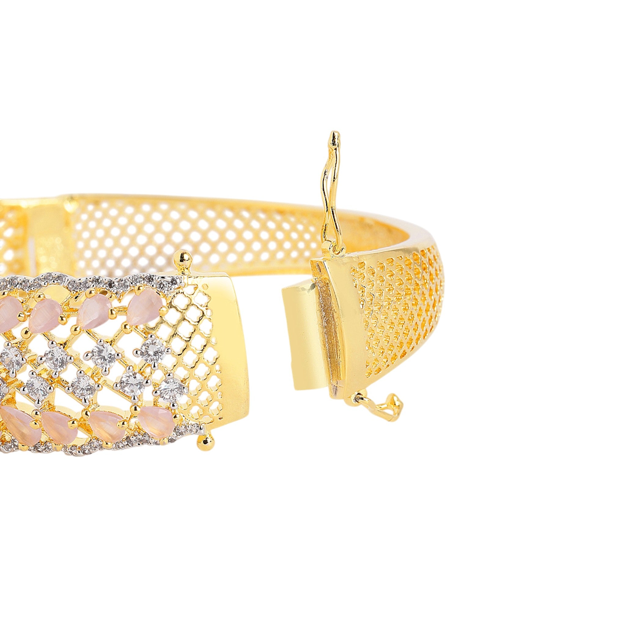 Women Gold-Plated Cubic Zirconia Studded Kada Bracelet