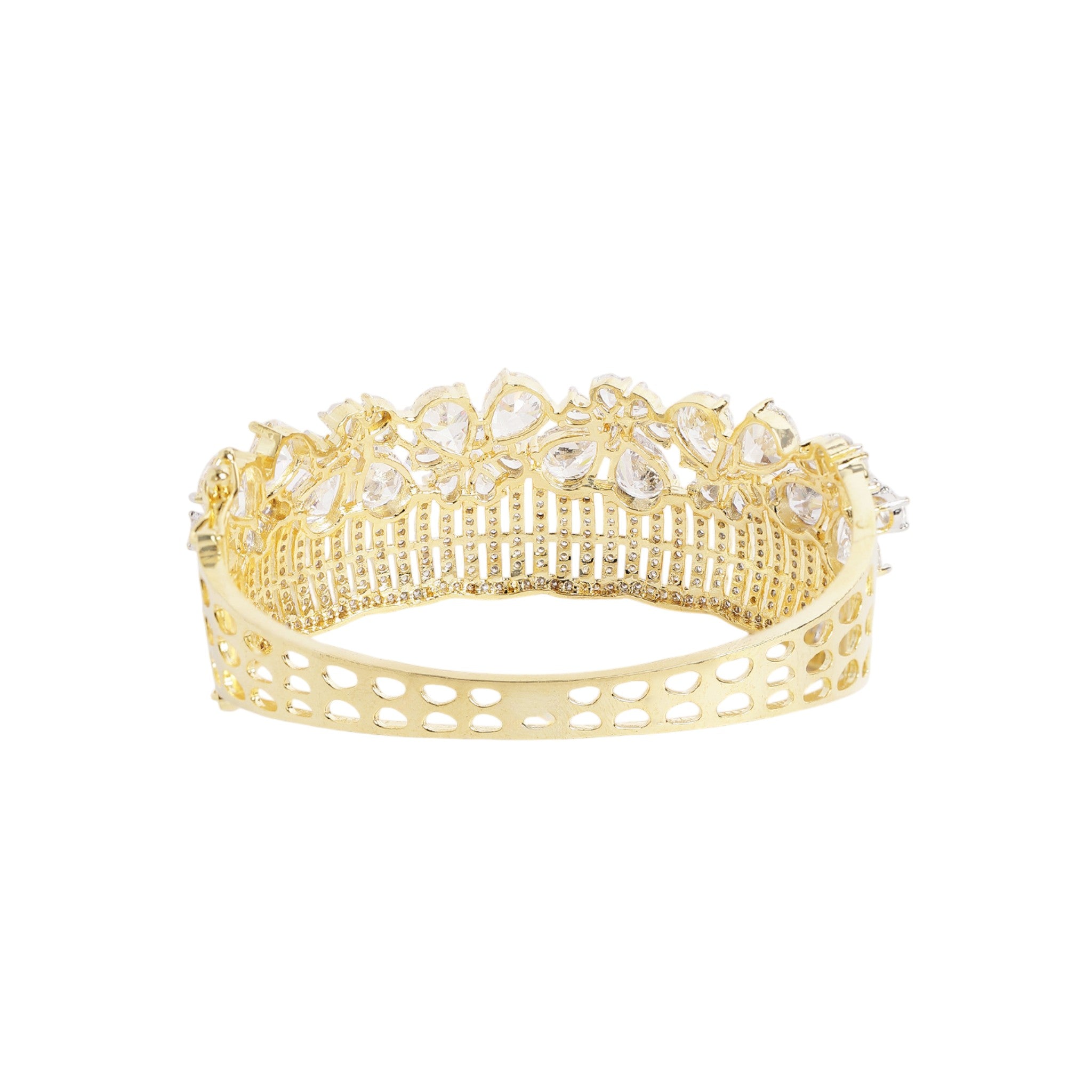 Women Cubic Zirconia Gold-Plated Kada Bracelet