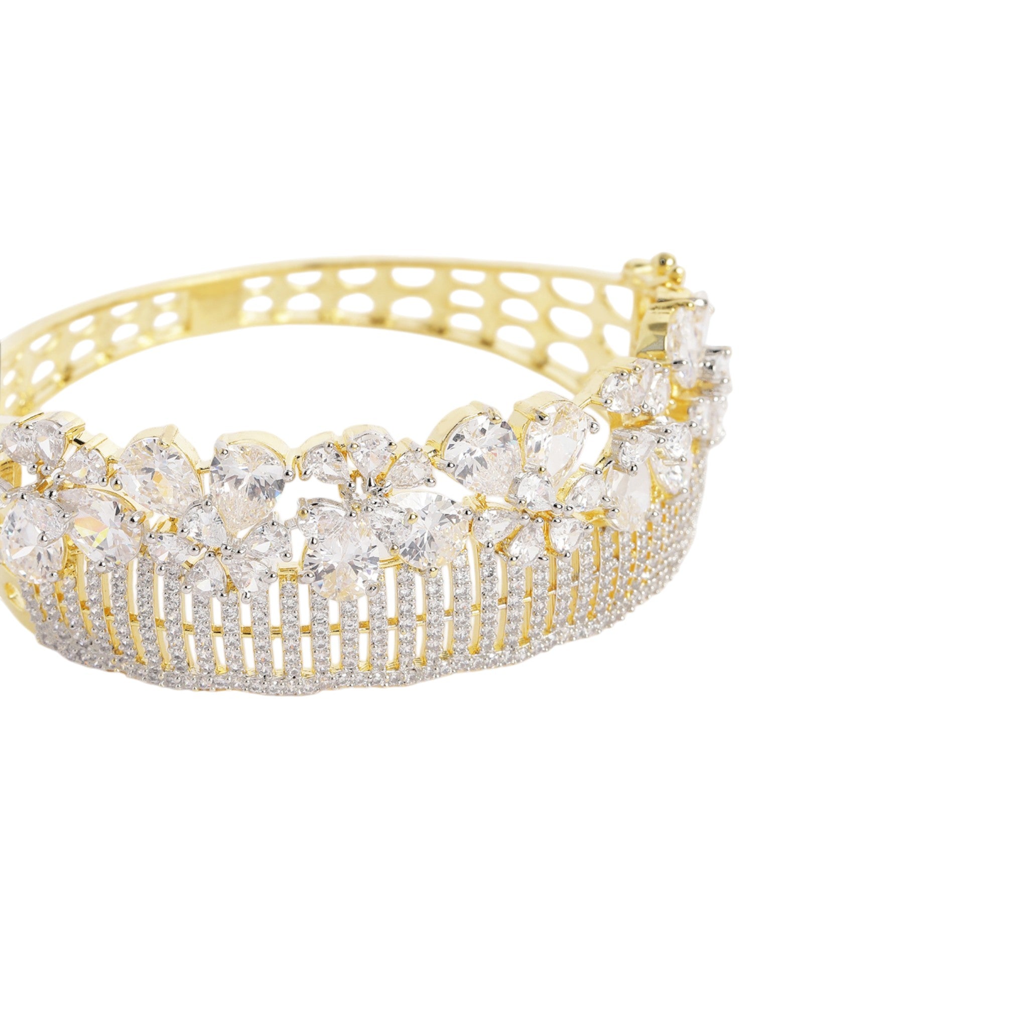 Women Cubic Zirconia Gold-Plated Kada Bracelet