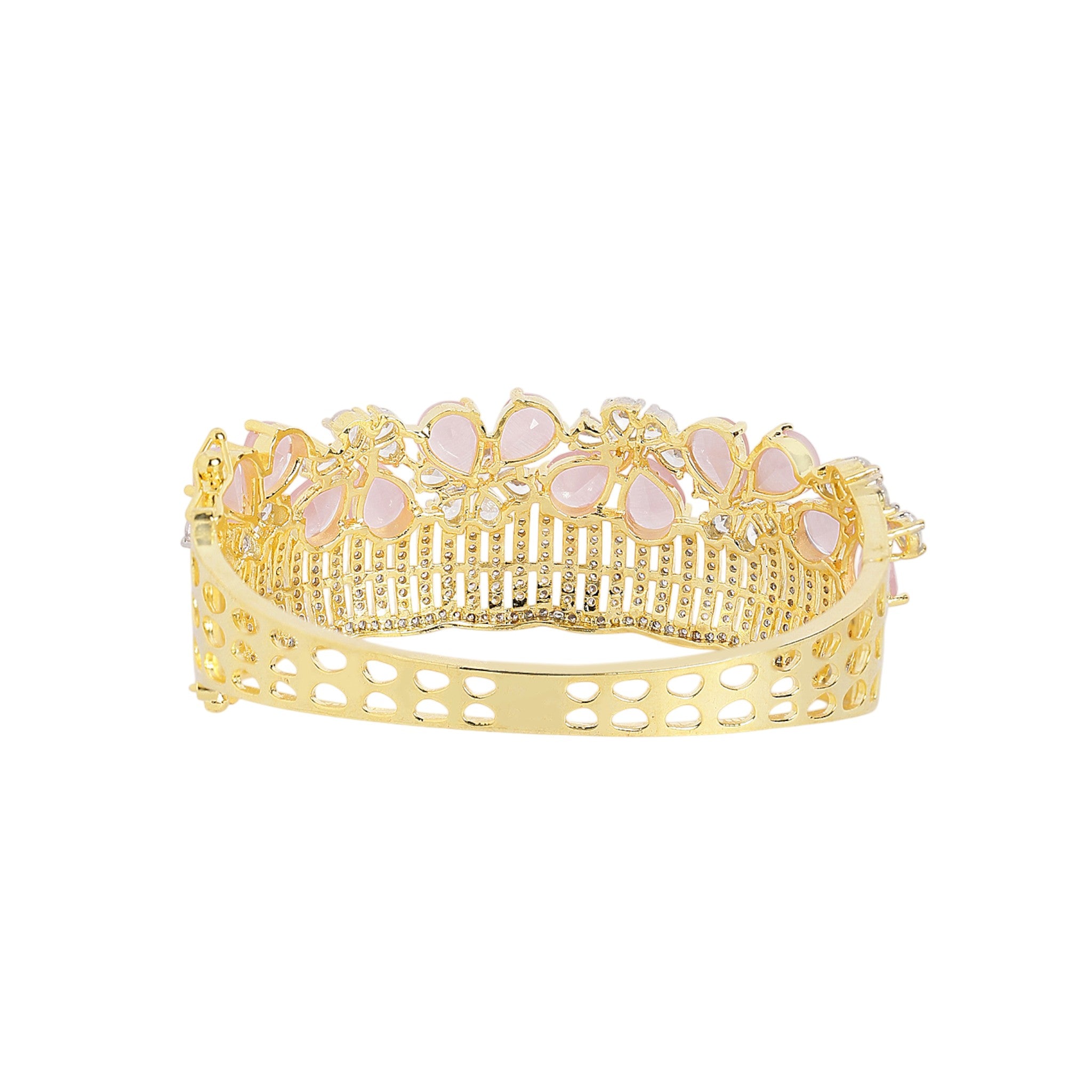 Women Gold-Plated Cubic Zirconia Studded Kada Bracelet