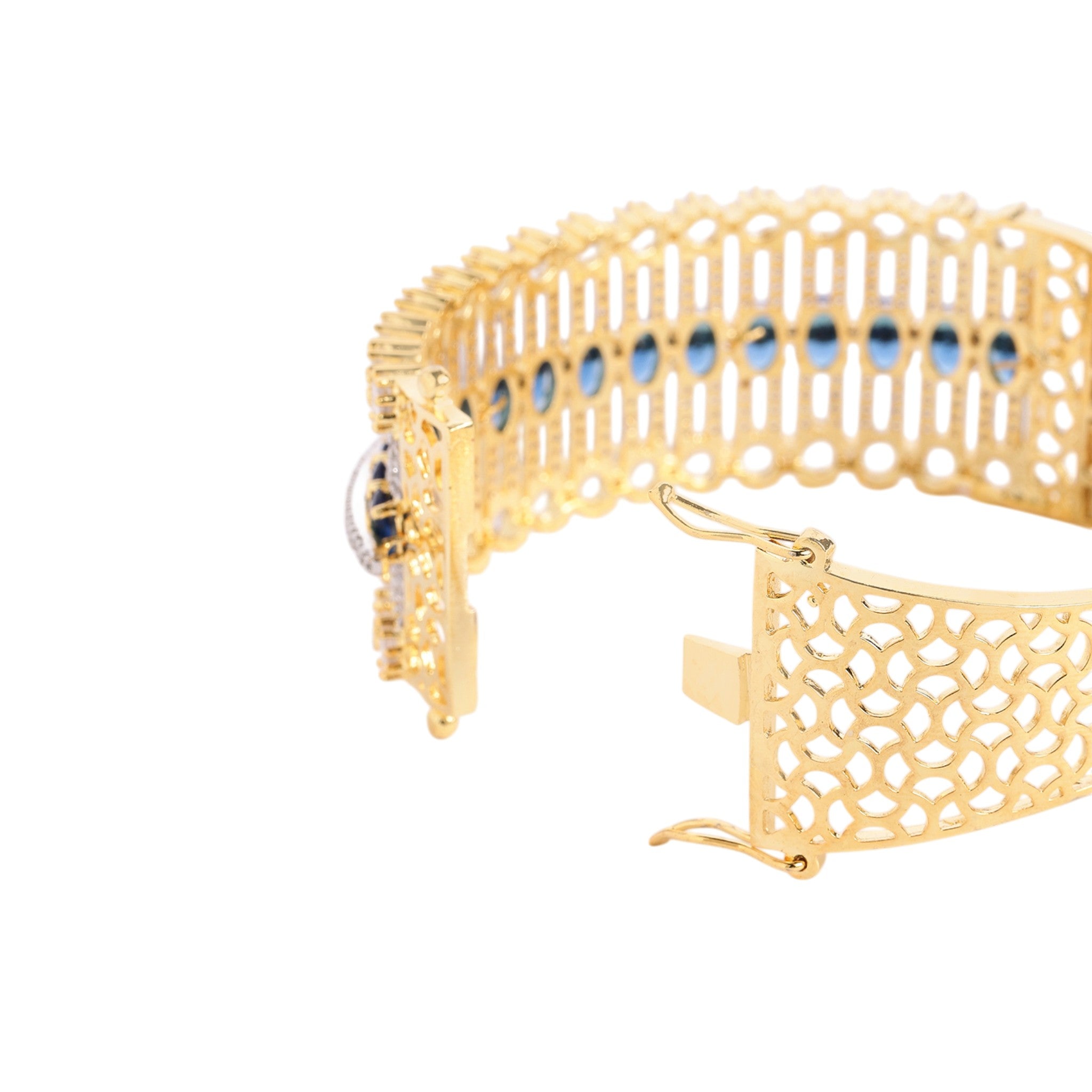 Women Cubic Zirconia Gold-Plated Kada Bracelet